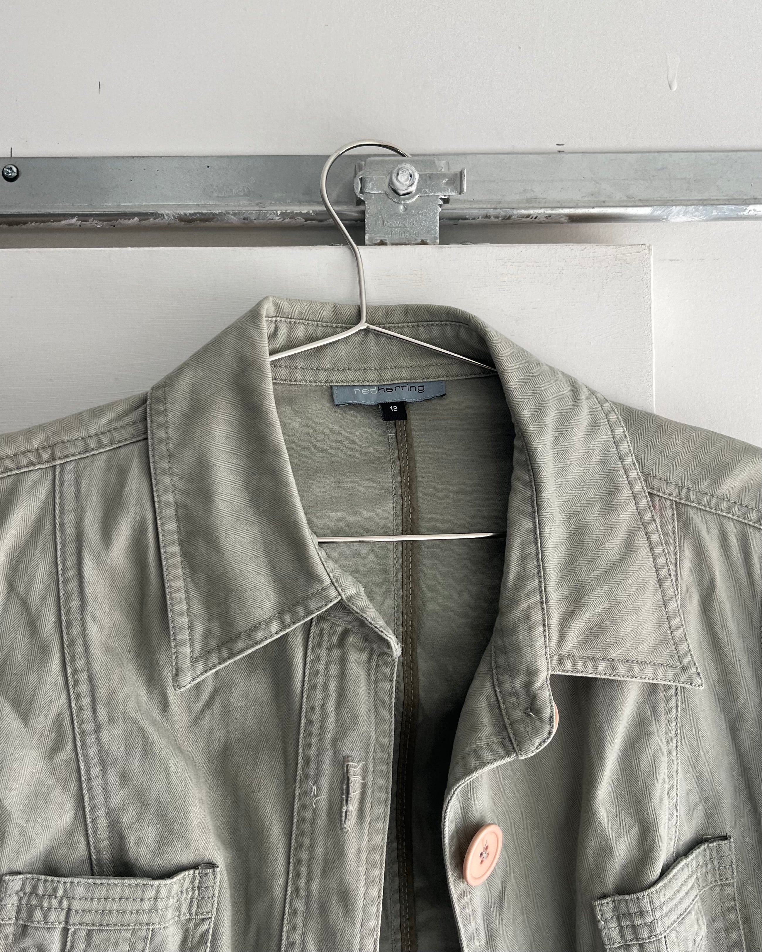 2000s khaki cargo jacket