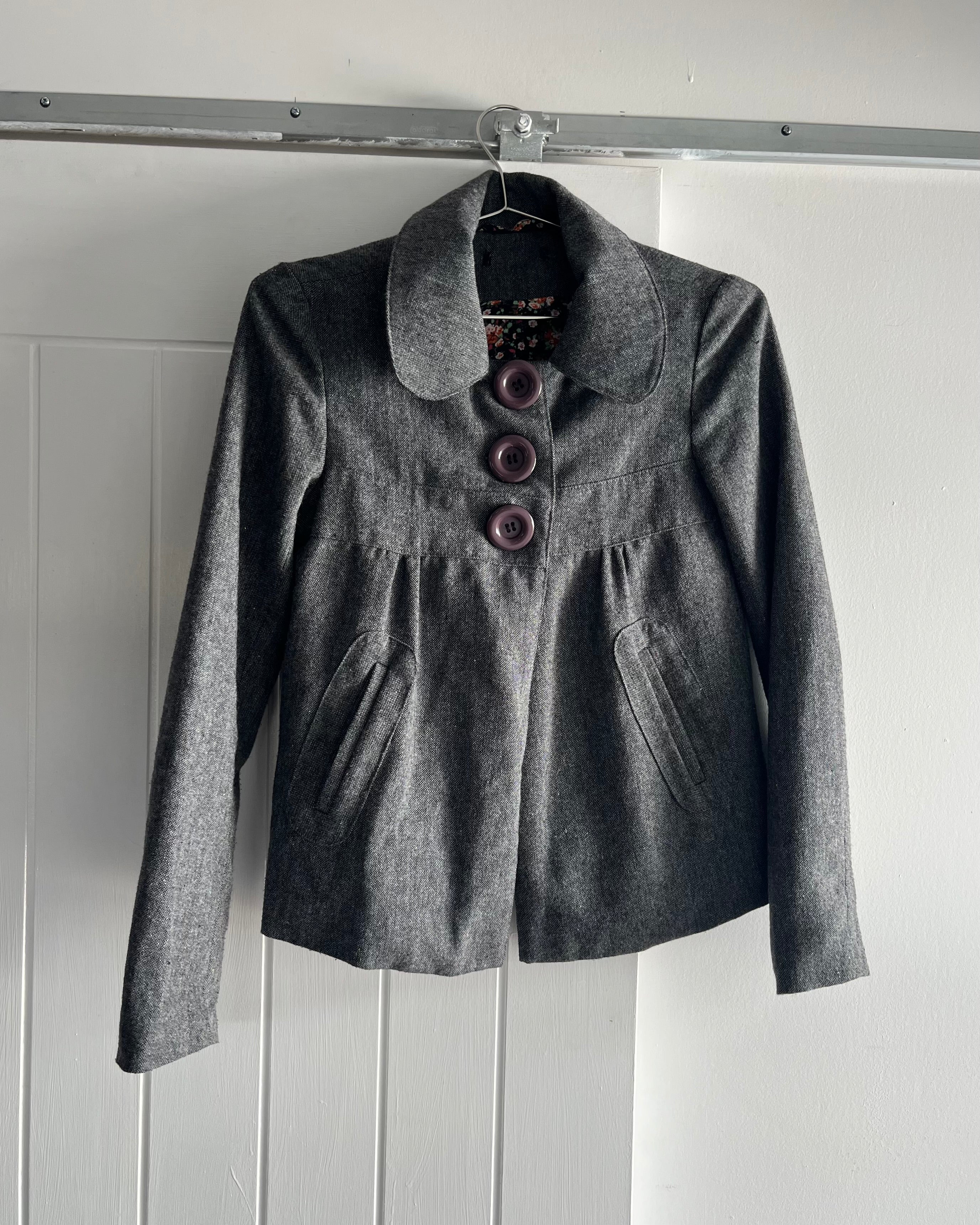 2000s grey tweed jacket