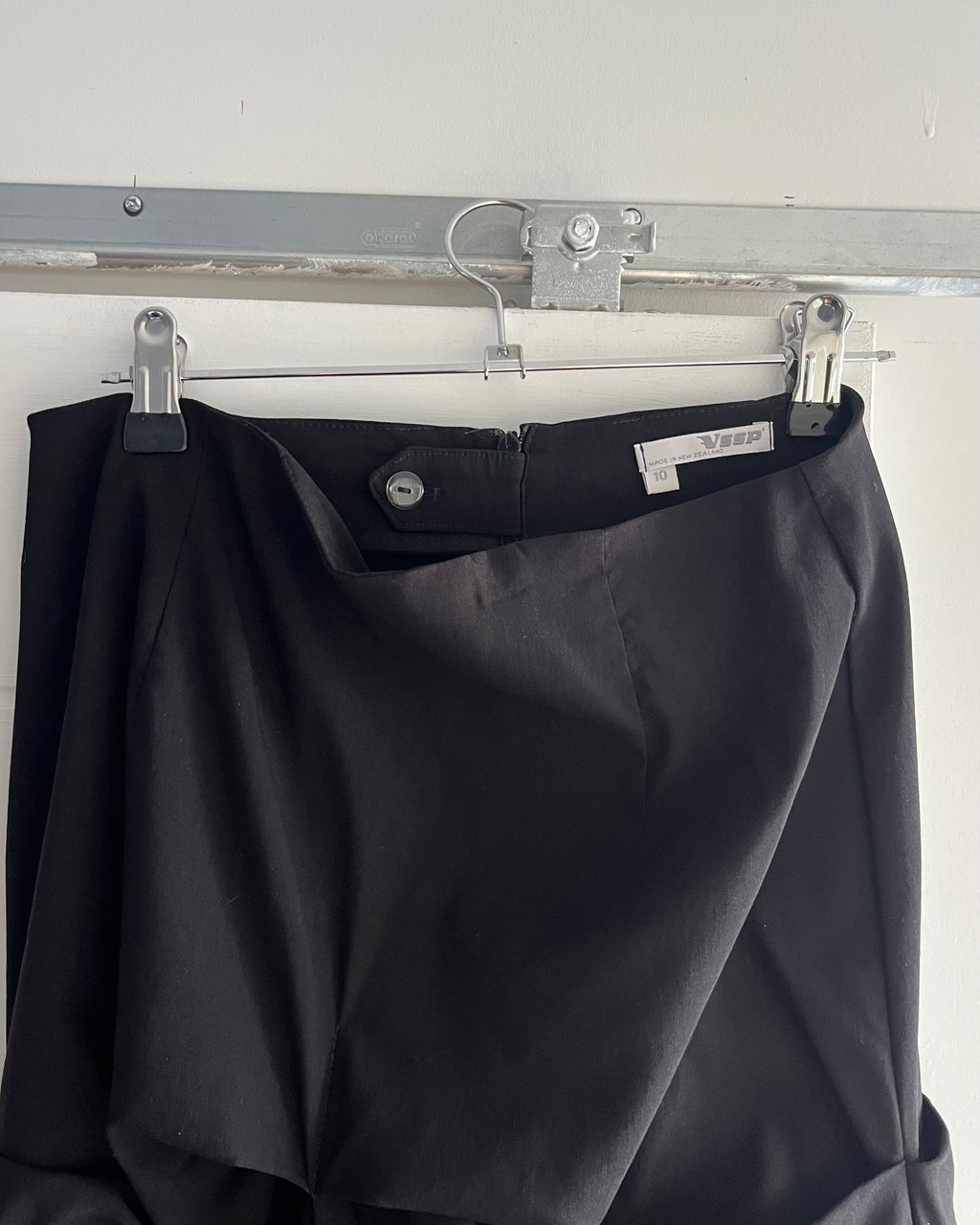 2000s black ruched tech midi skirt