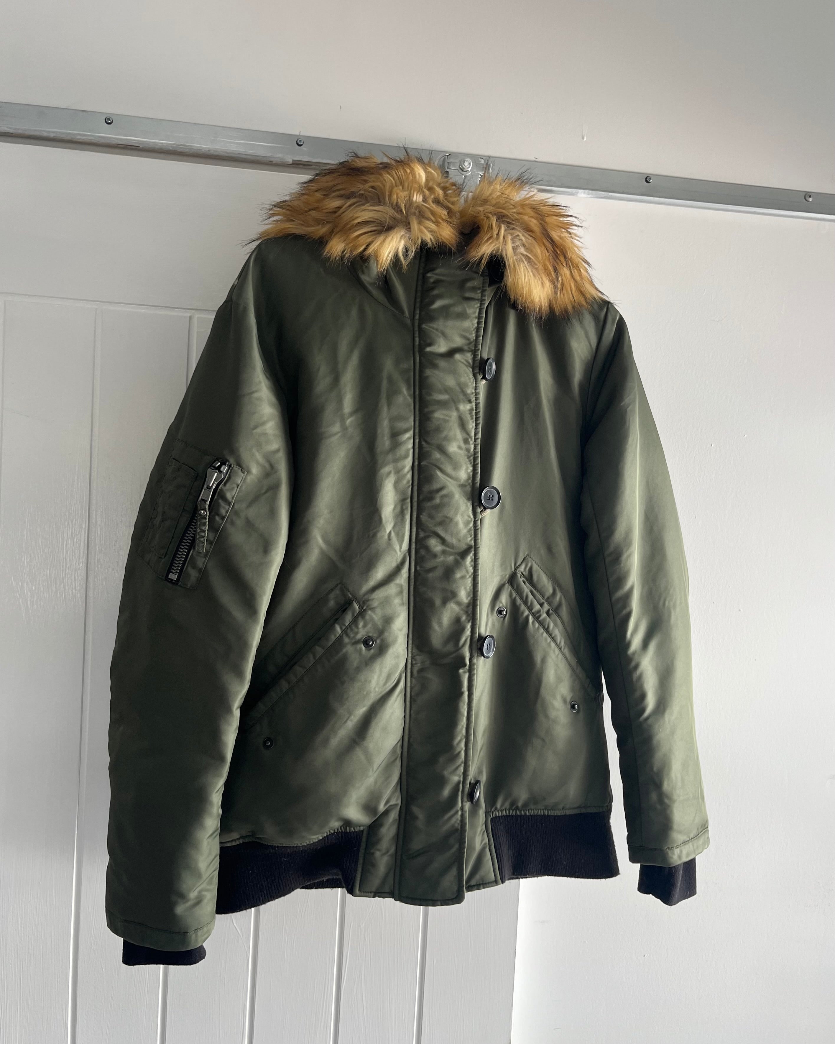 2000s khaki puffer jacket