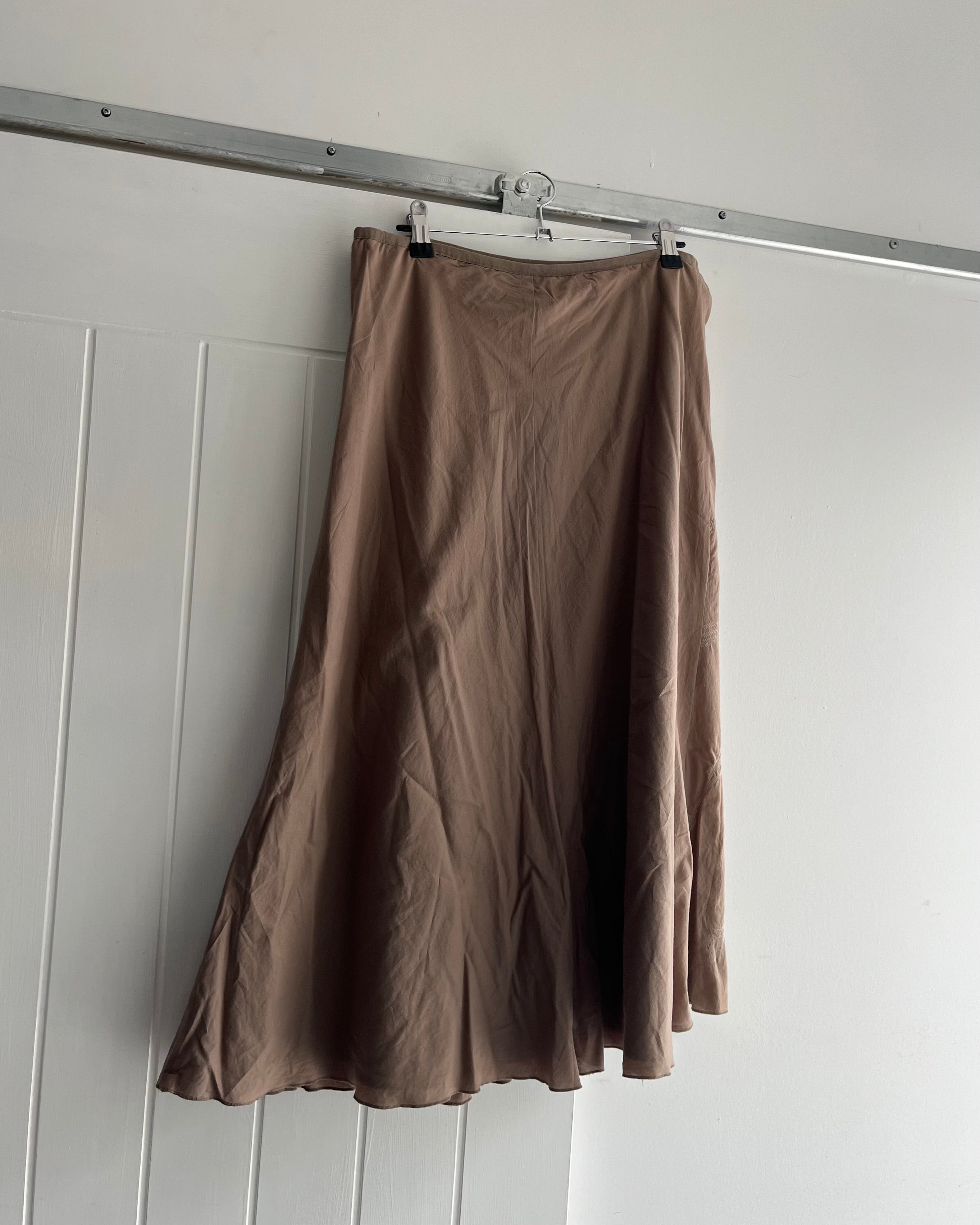 2000s tan cotton midi skirt