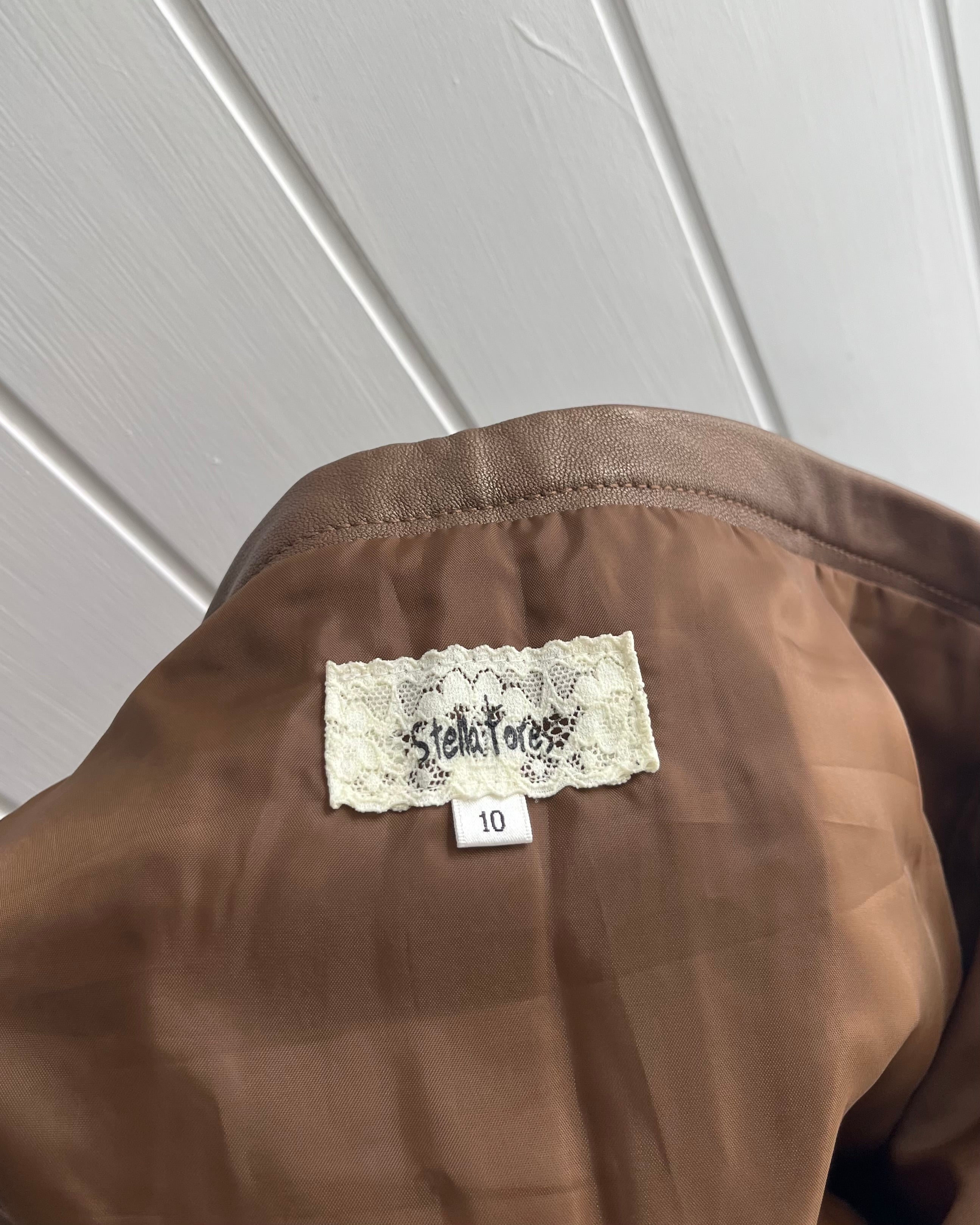 2000s bronze leather mini skirt