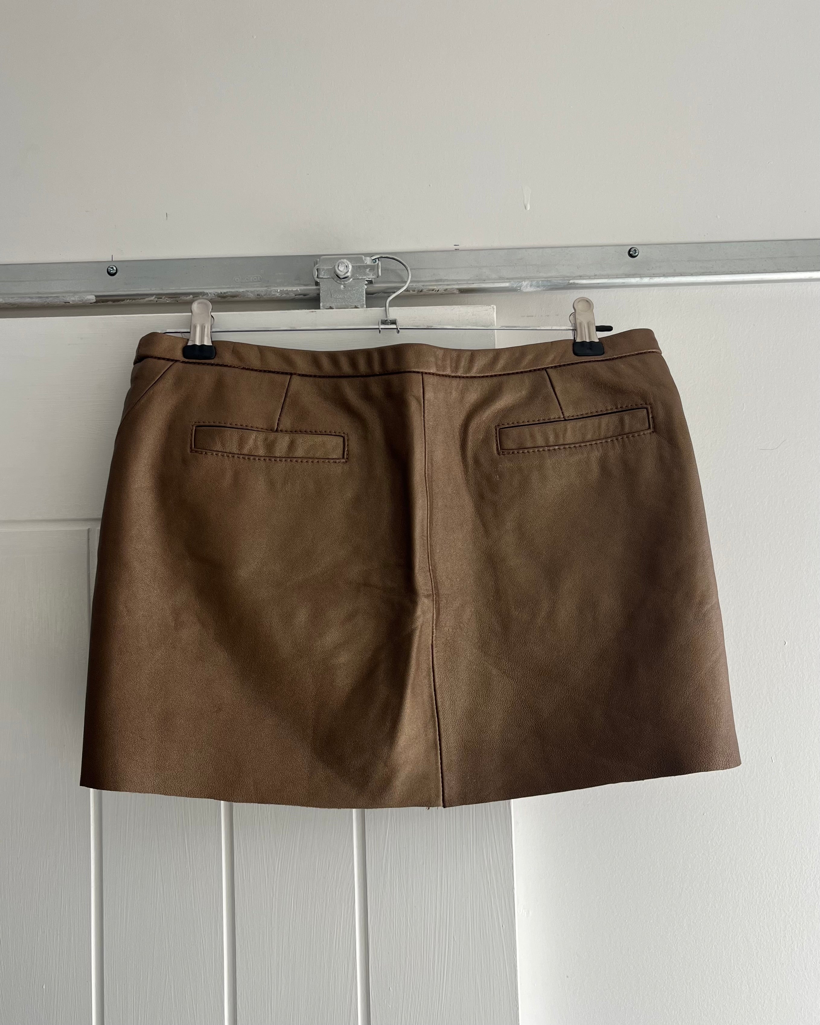 2000s bronze leather mini skirt
