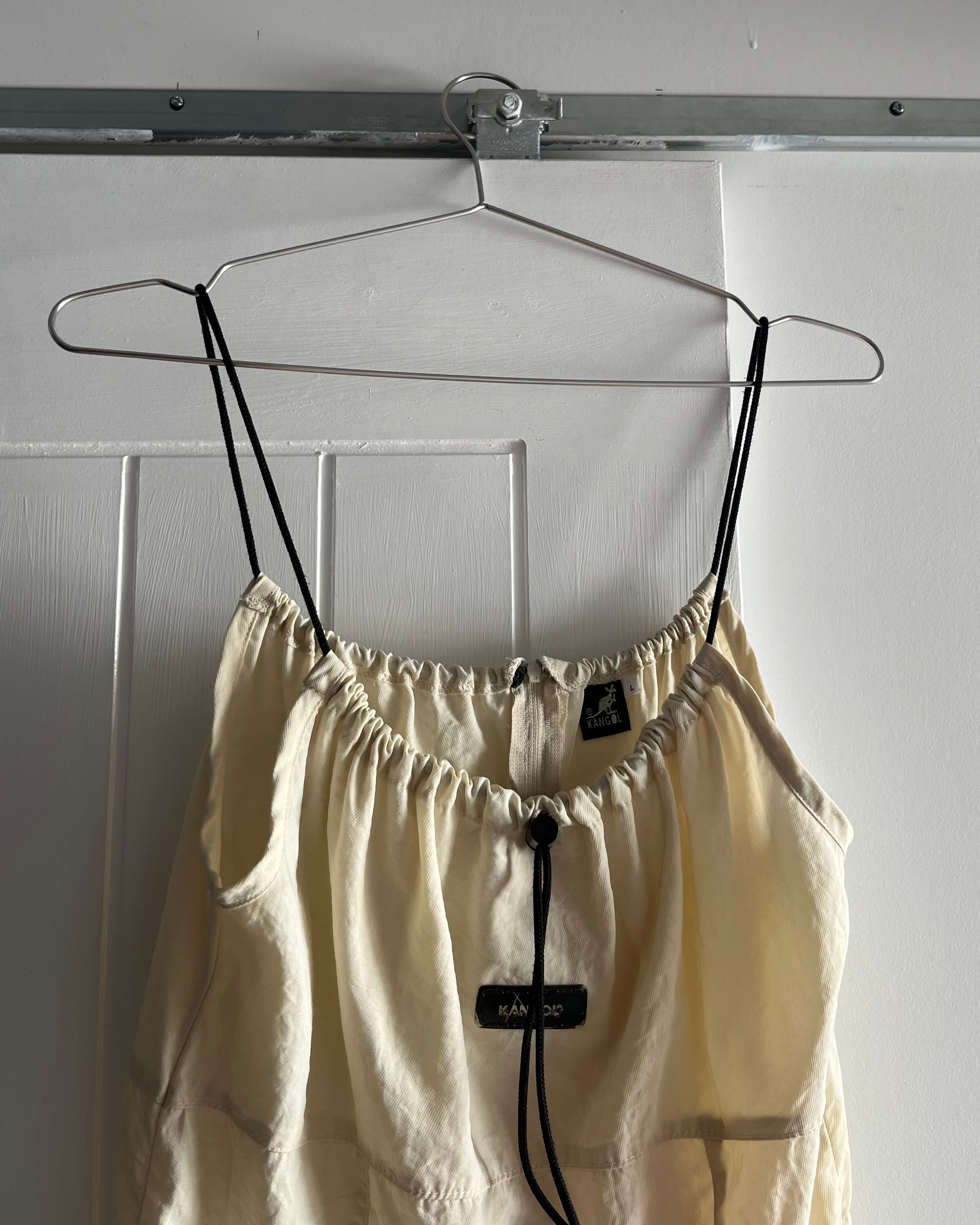 2000s cream nylon toggle mini dress