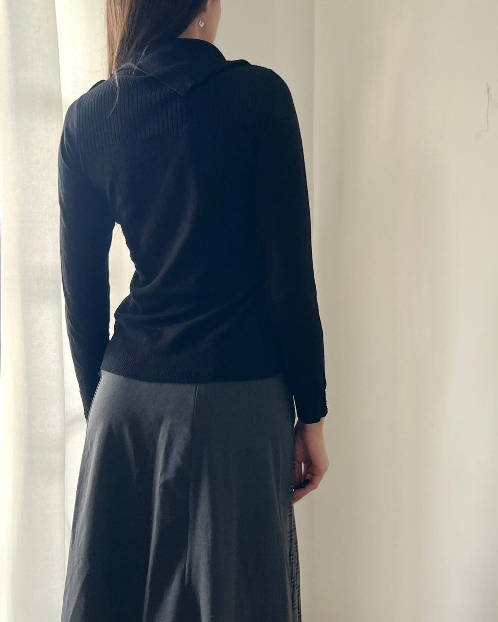 2000s black fold over sweater
