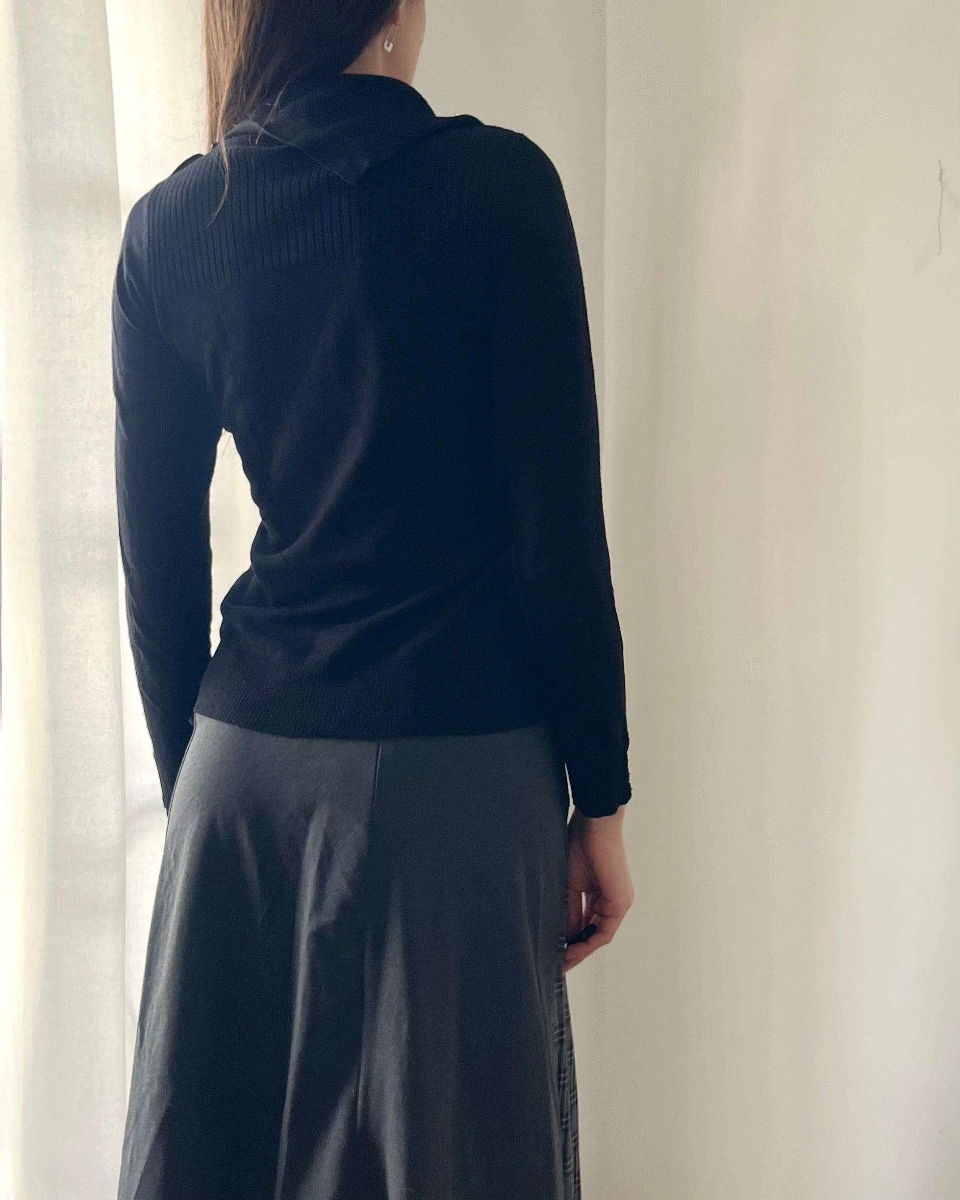 2000s black fold over sweater