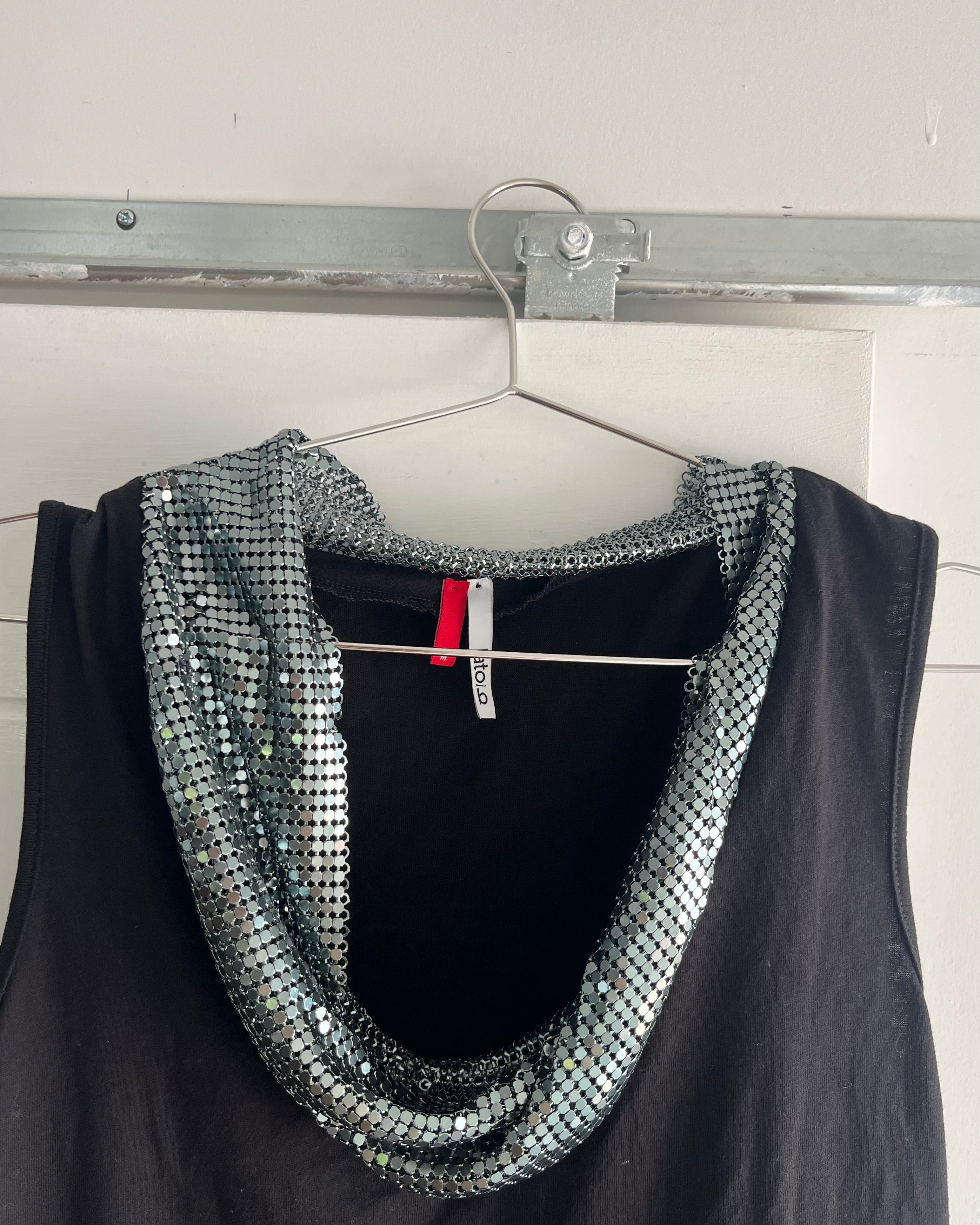 2000s black glomesh mini dress