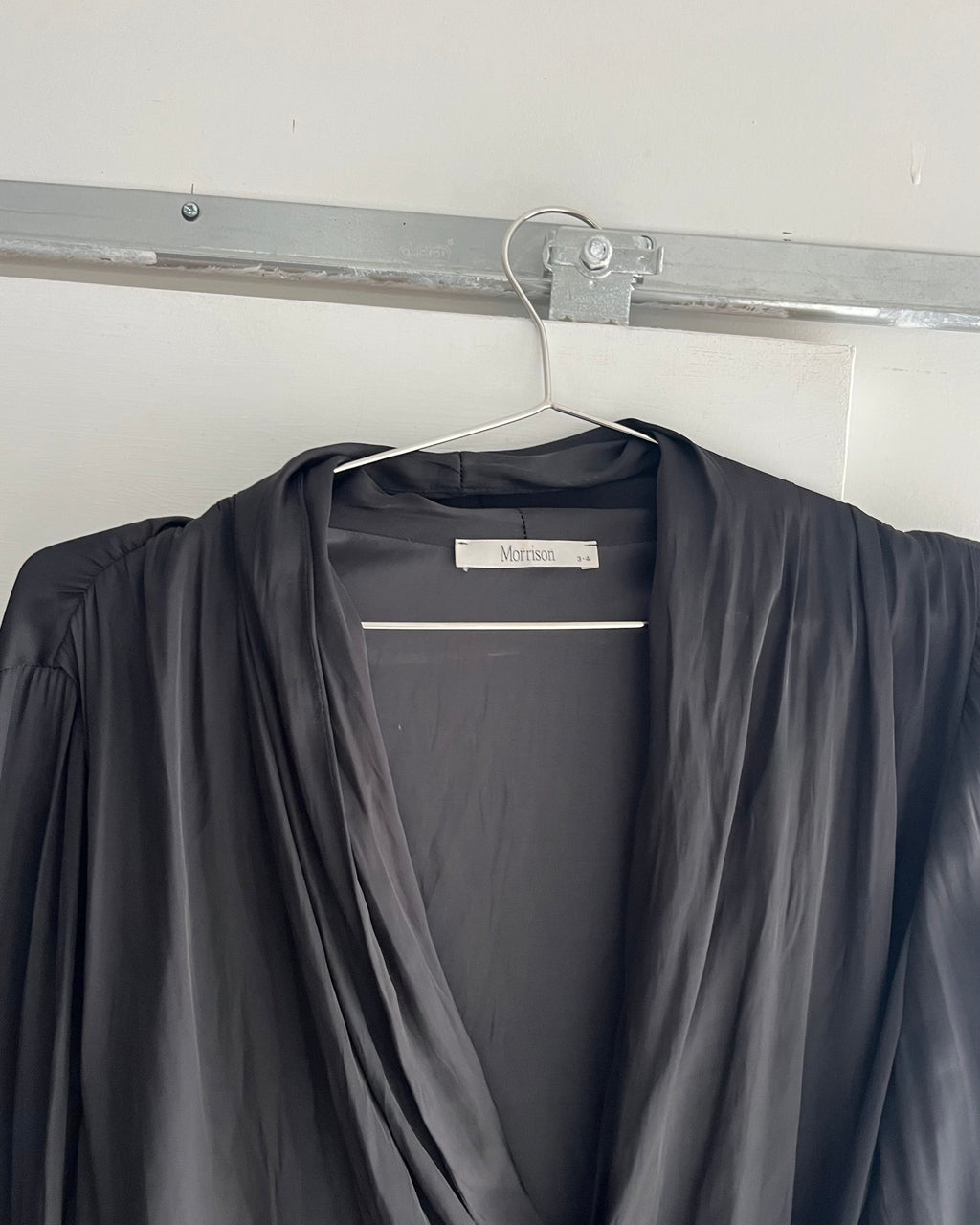 2000s black wrap plunge blouse  top