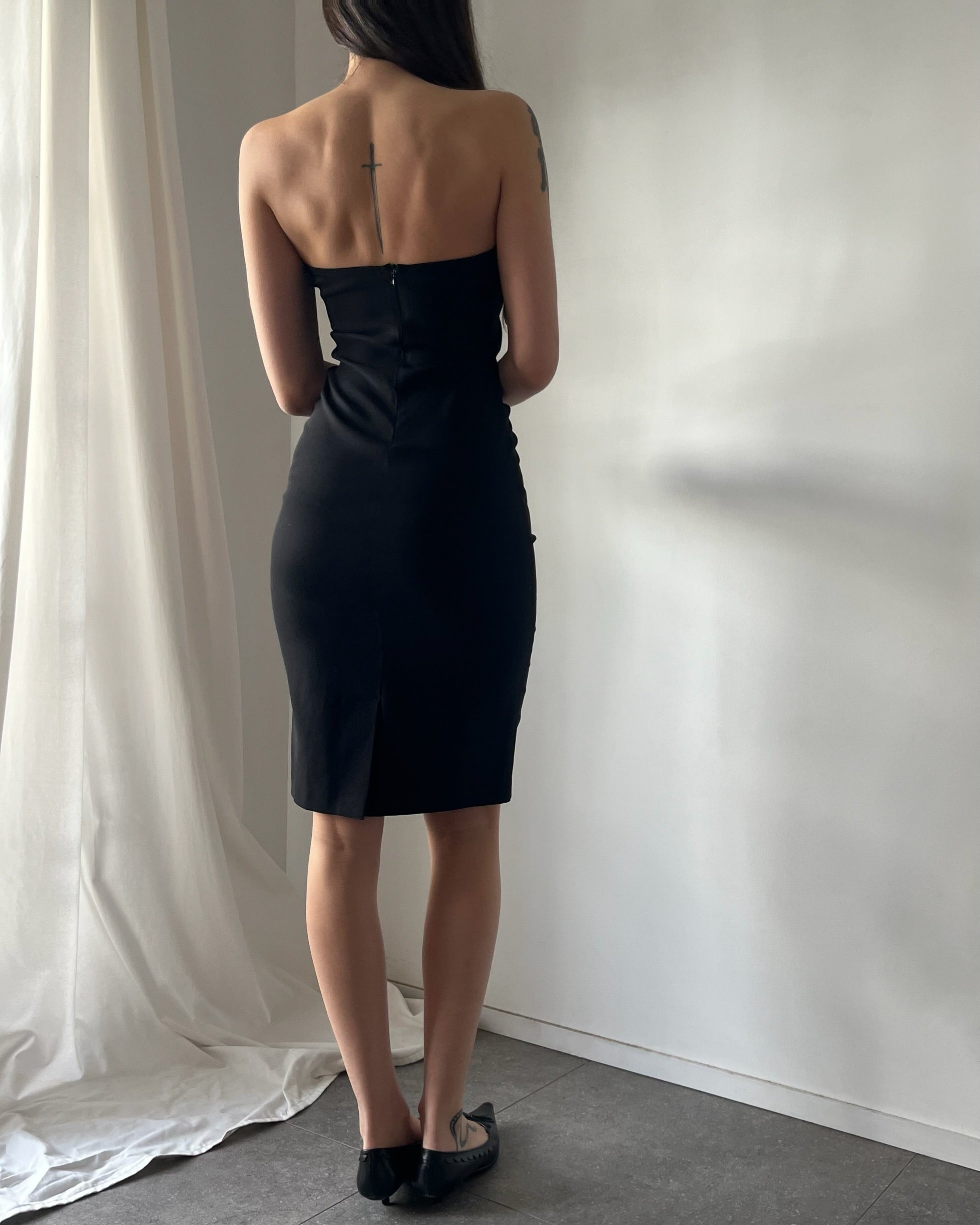 90s strapless rose midi dress