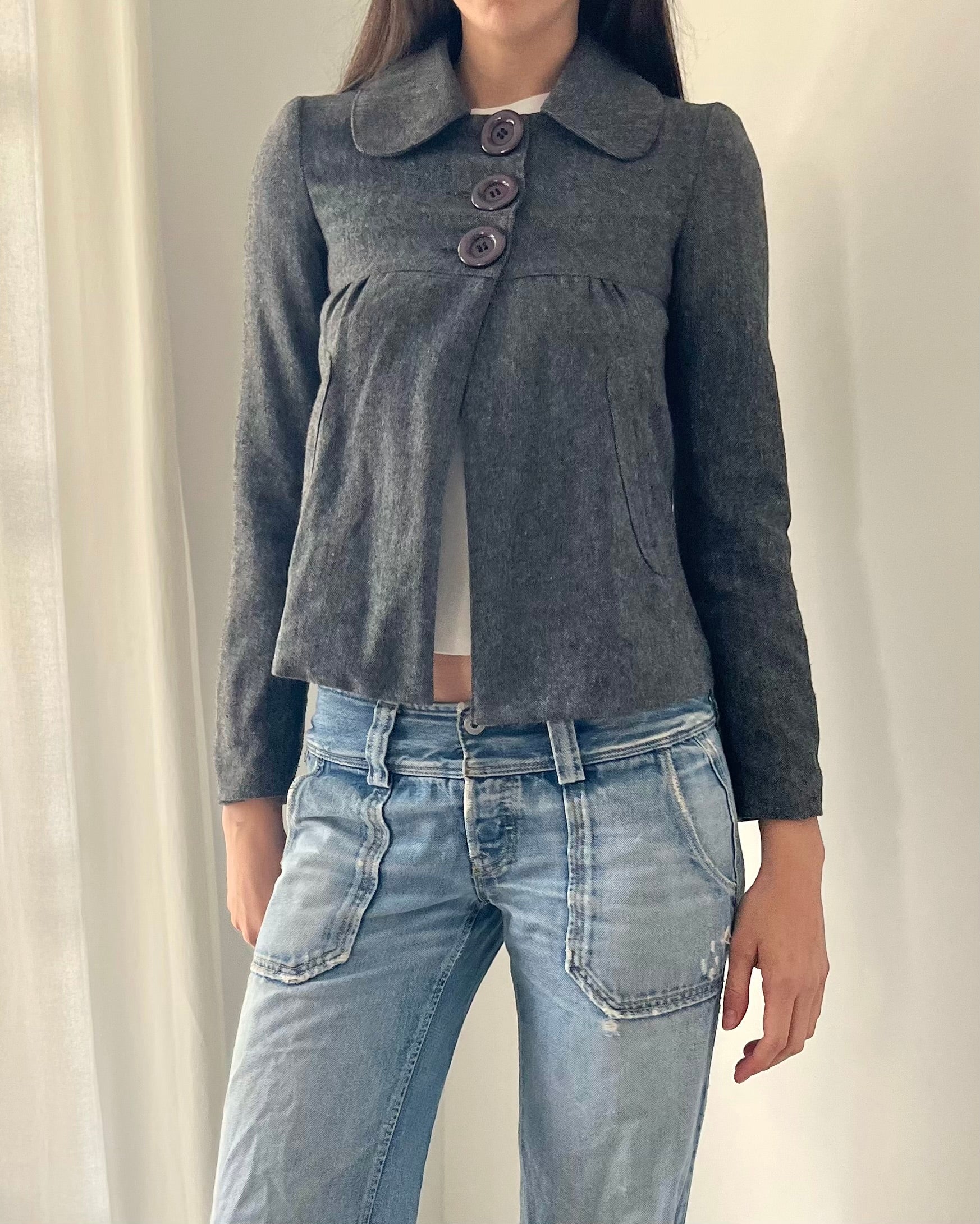 2000s grey tweed jacket