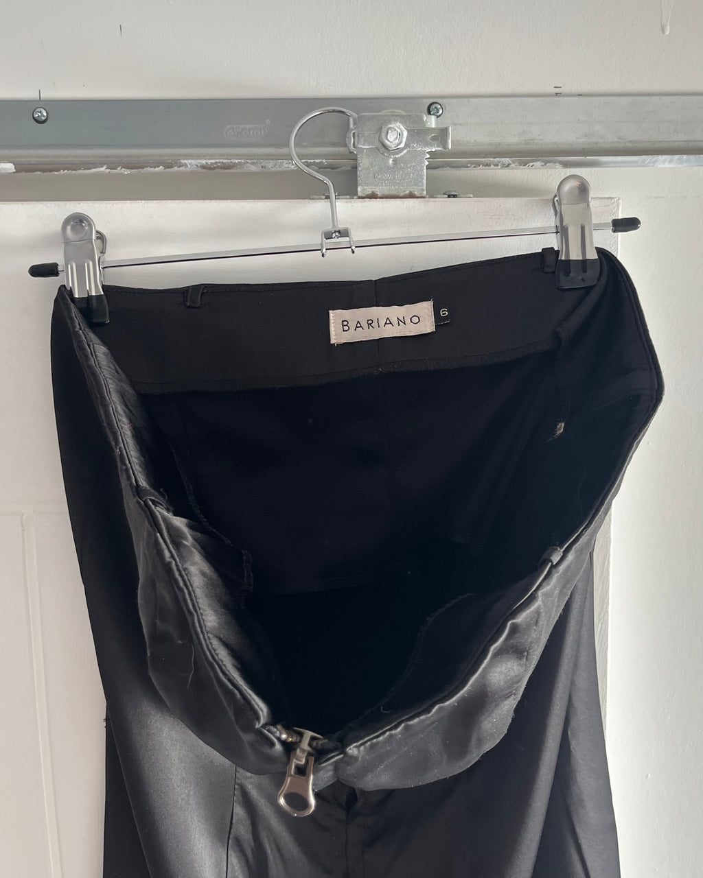 2000s black satin zip up mini dress
