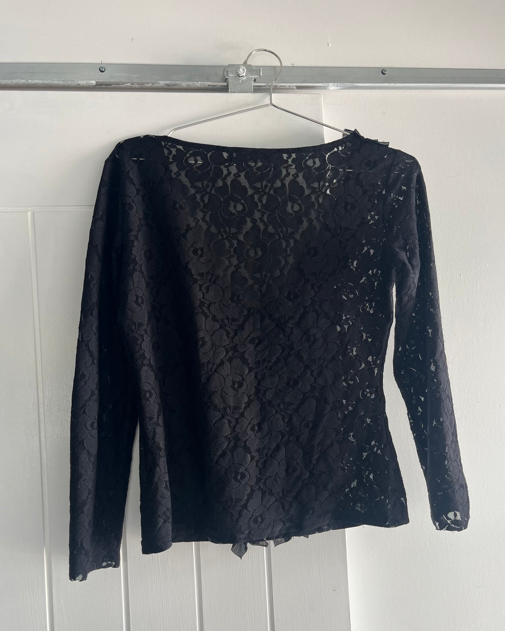 90s black lace long sleeve top