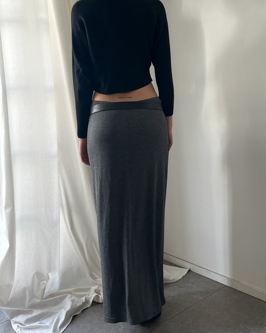90s grey slinky maxi skirt