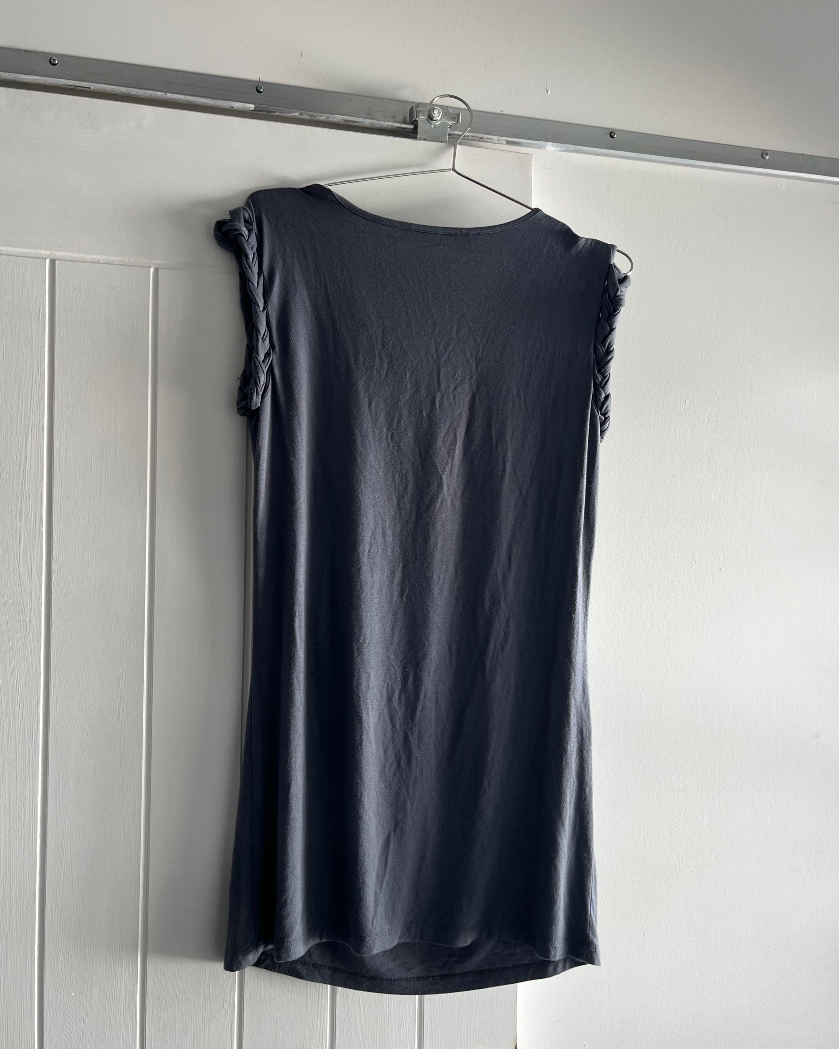 2000s blue grey off shoulder  top