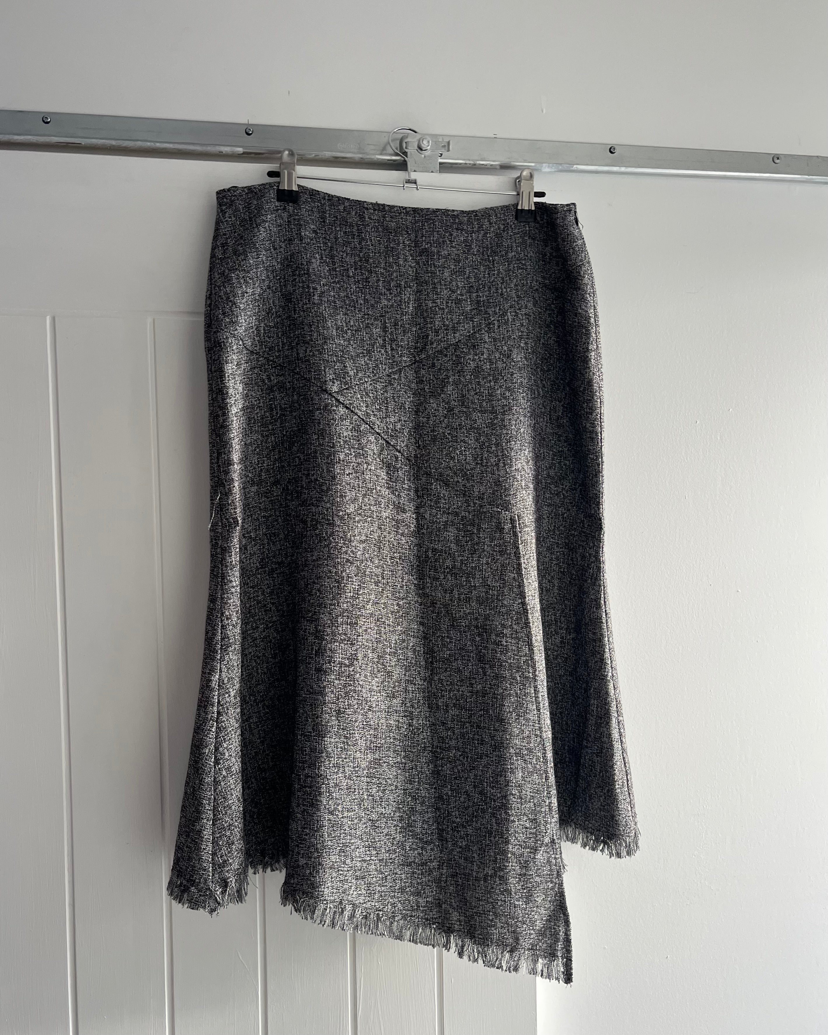 2000s grey asymmetrical midi skirt