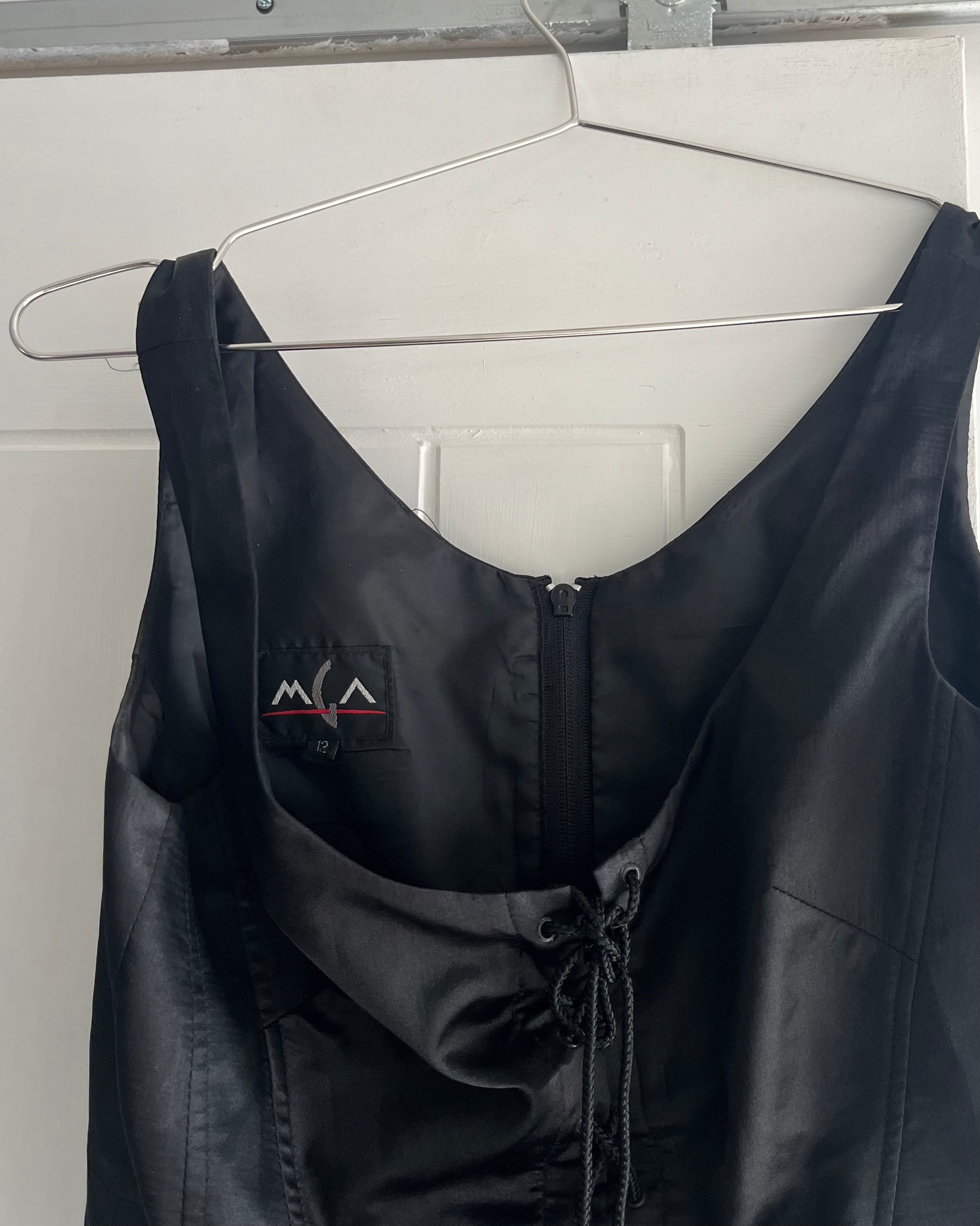 90s black lace up corset top