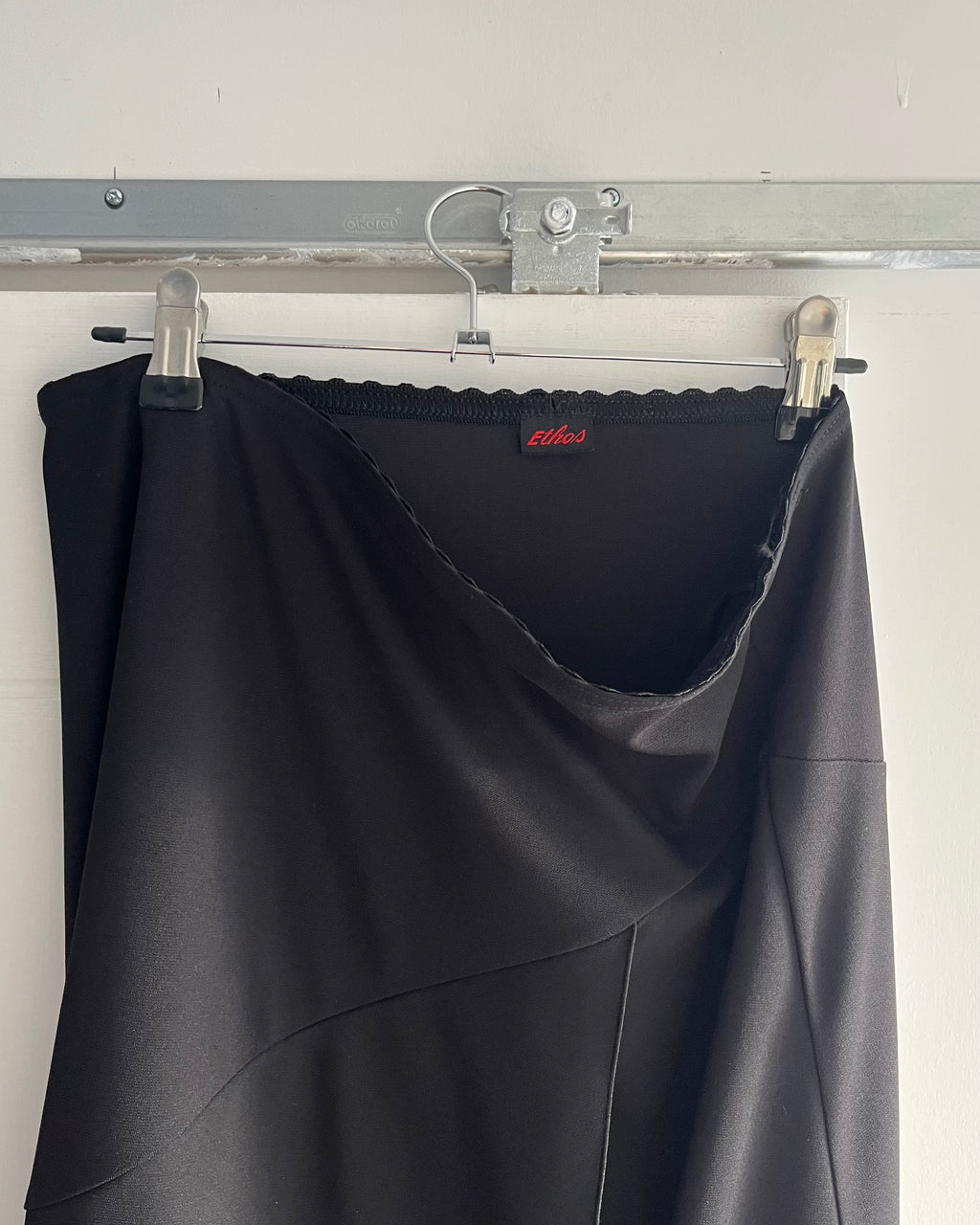 2000s black asymmetrical midi skirt