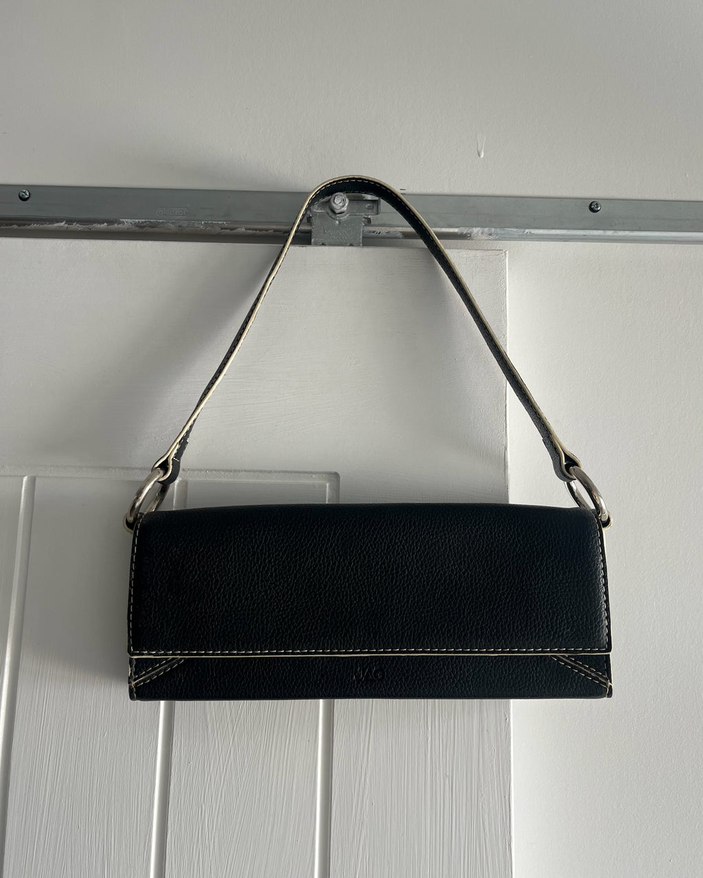90s black leather envelope bag