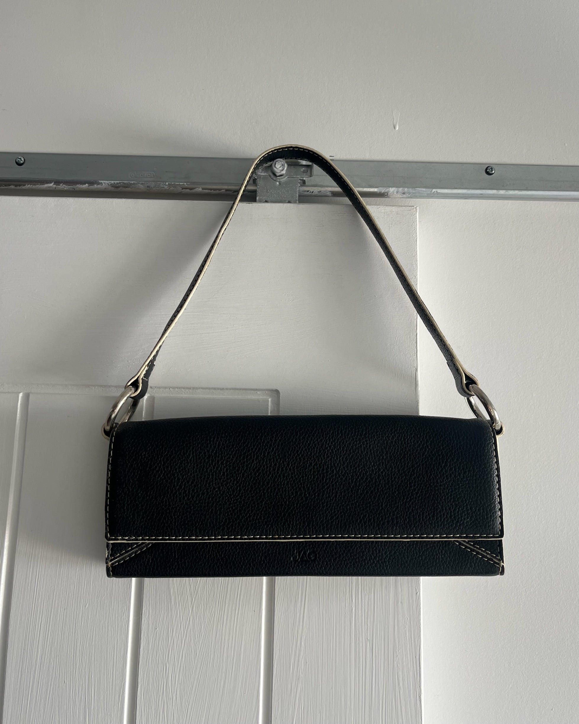 90s black leather envelope bag