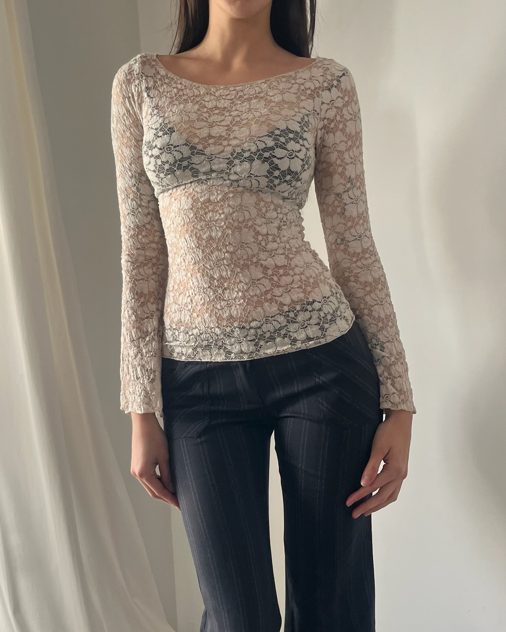 90s lace off shoulder top