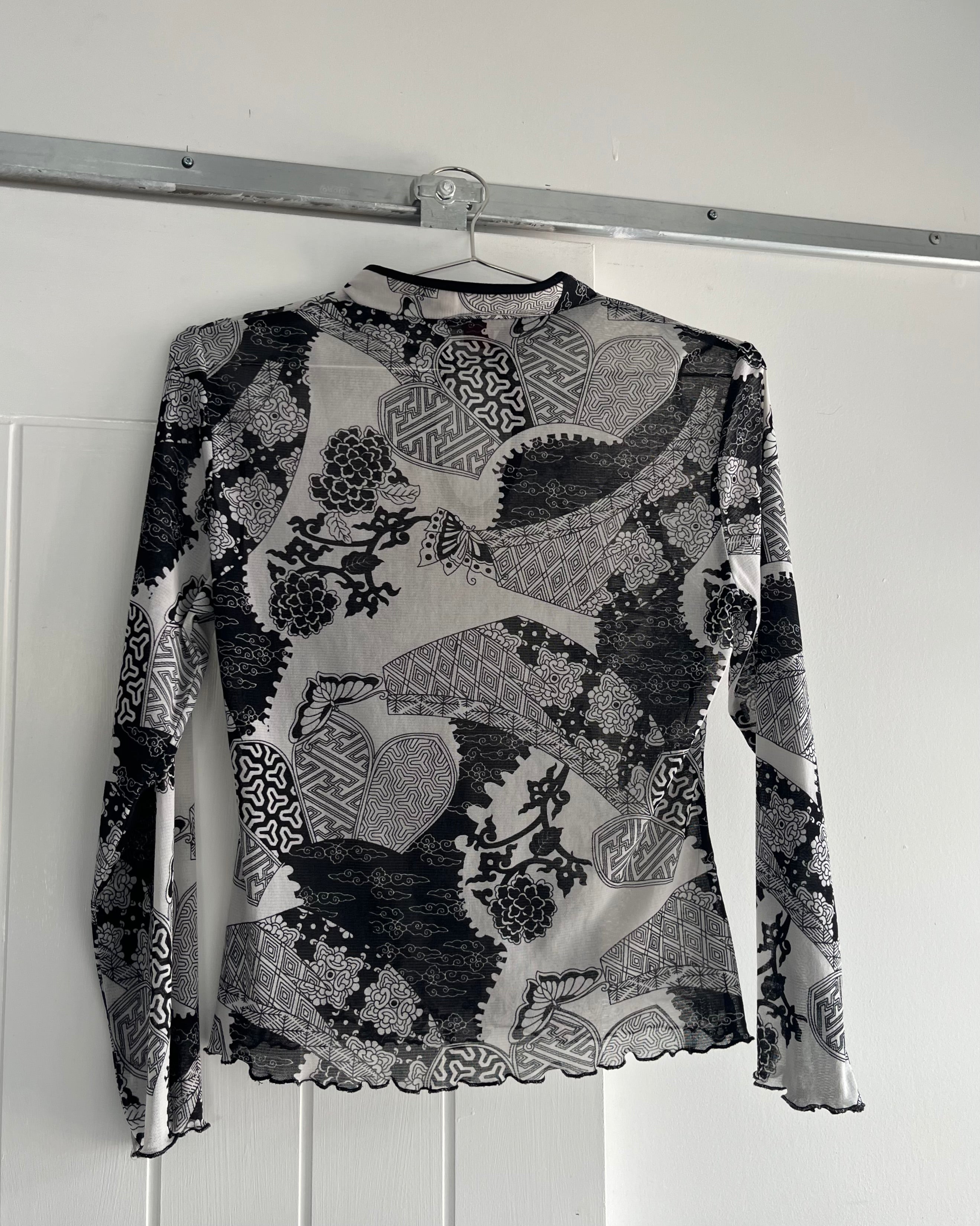 90s black and white mesh top