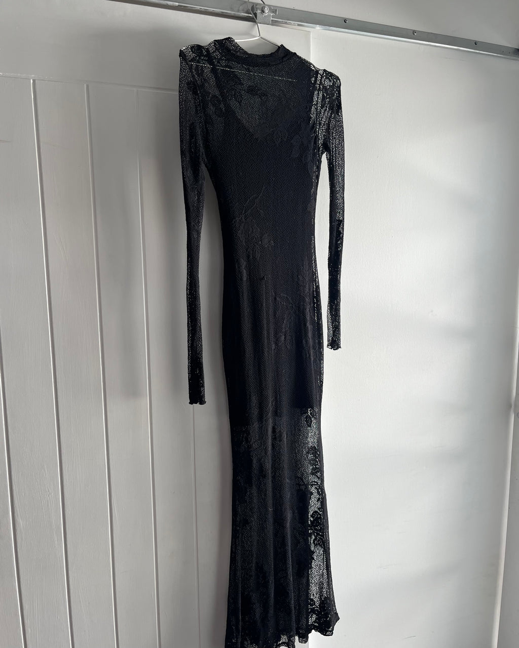 90s lace black maxi dress