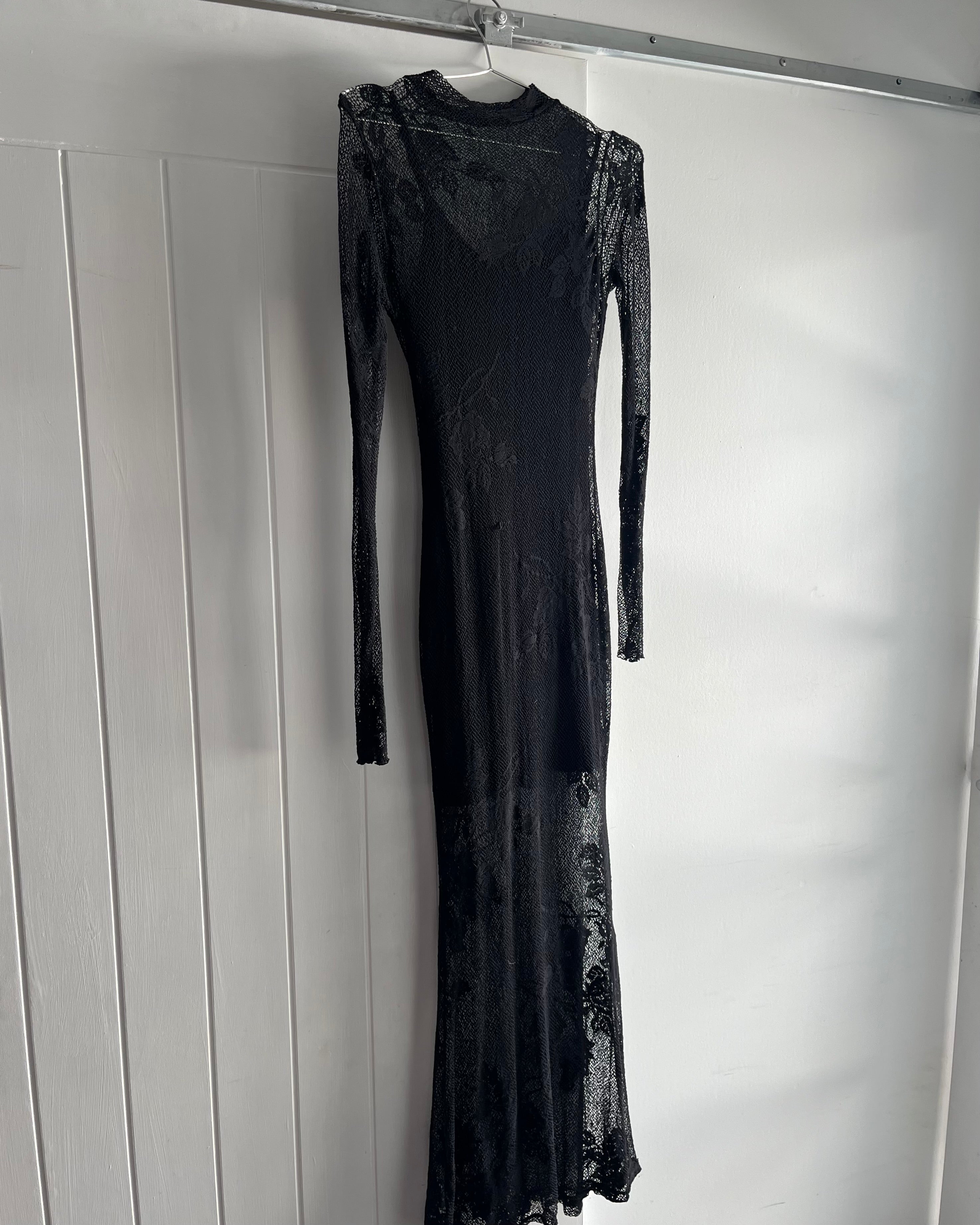 90s lace black maxi dress