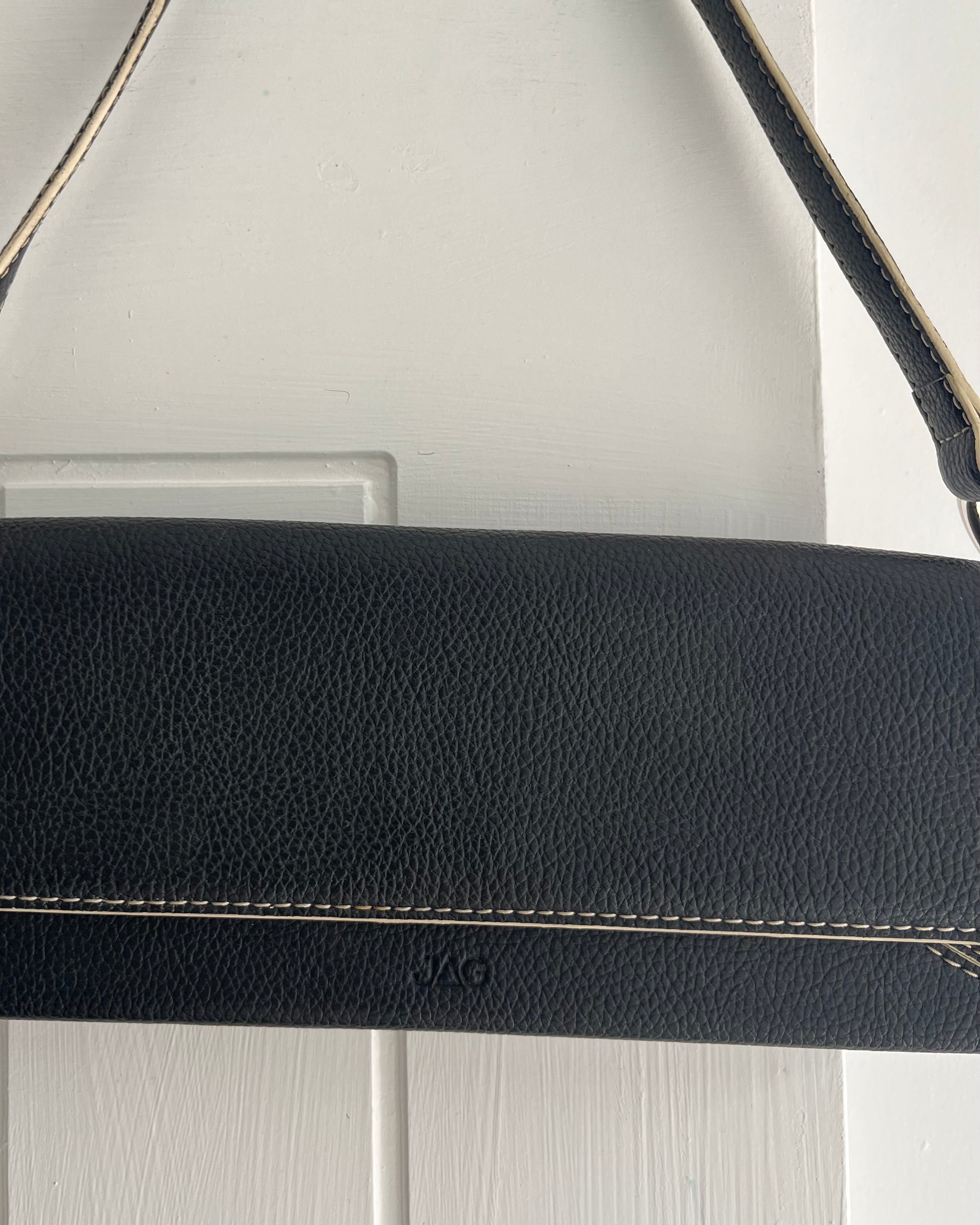 90s black leather envelope bag