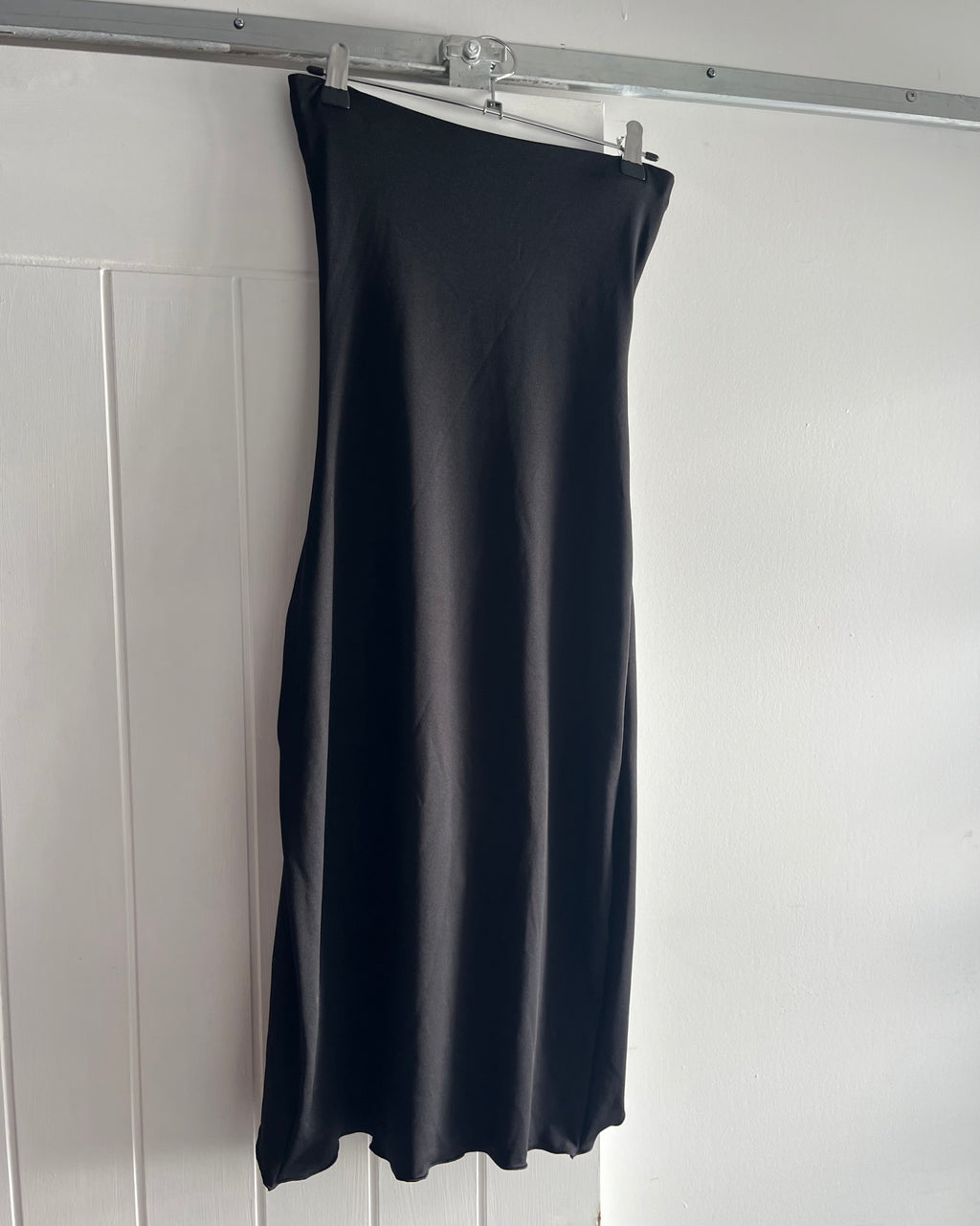 2000s black ruched strapless mini dress