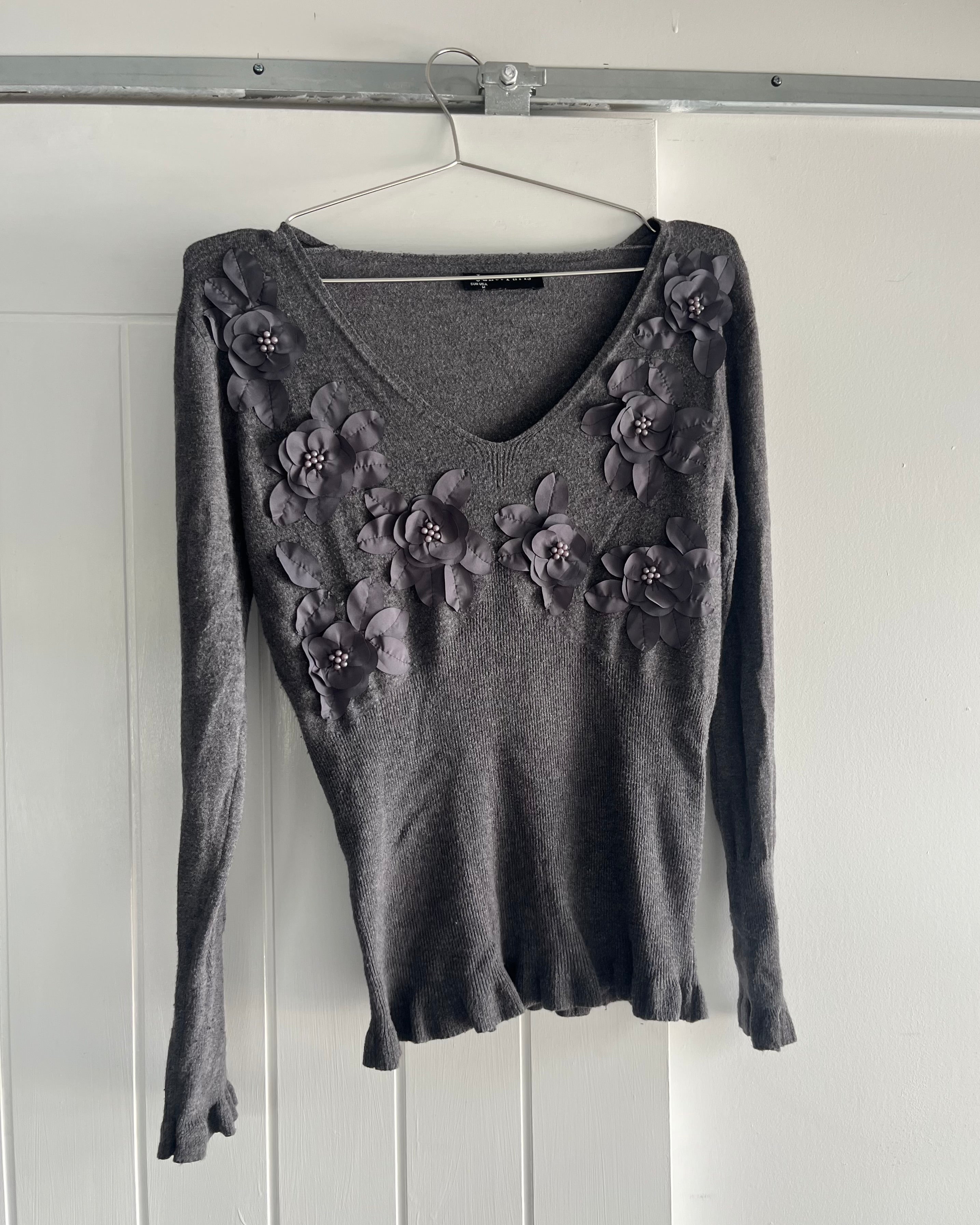 90s grey knit sweater top