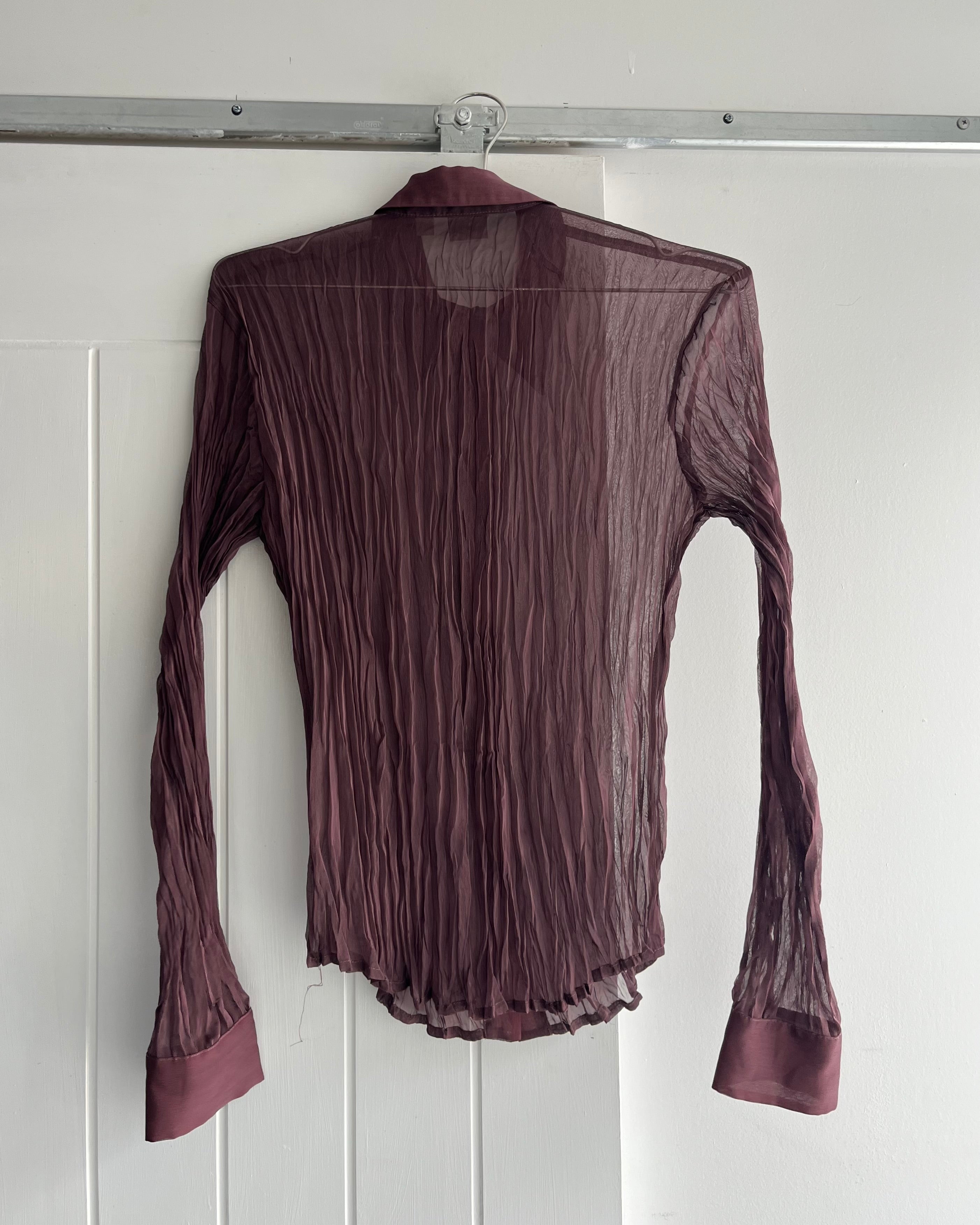 90s mauve micro pleated blouse
