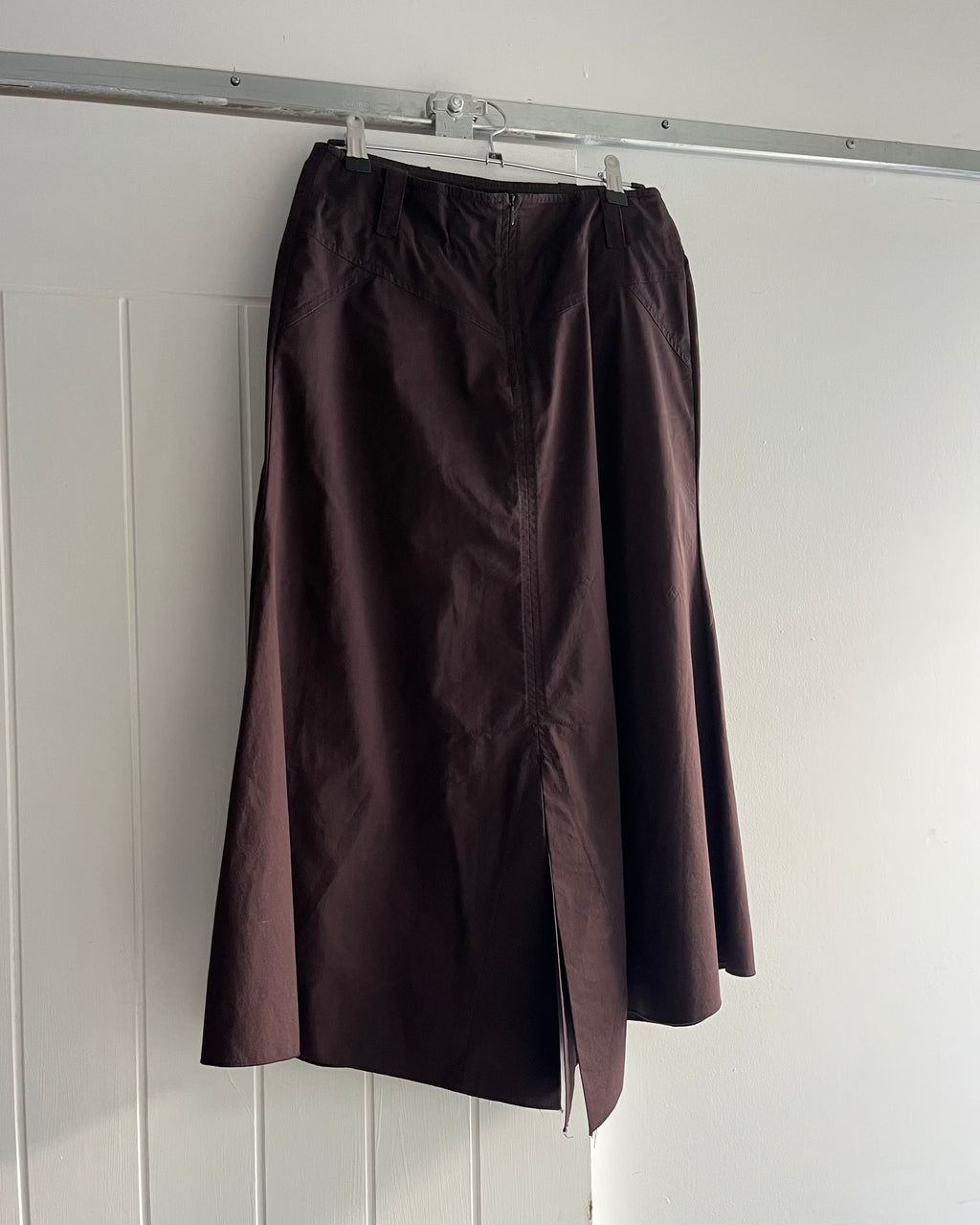 2000s brown cargo midi skirt