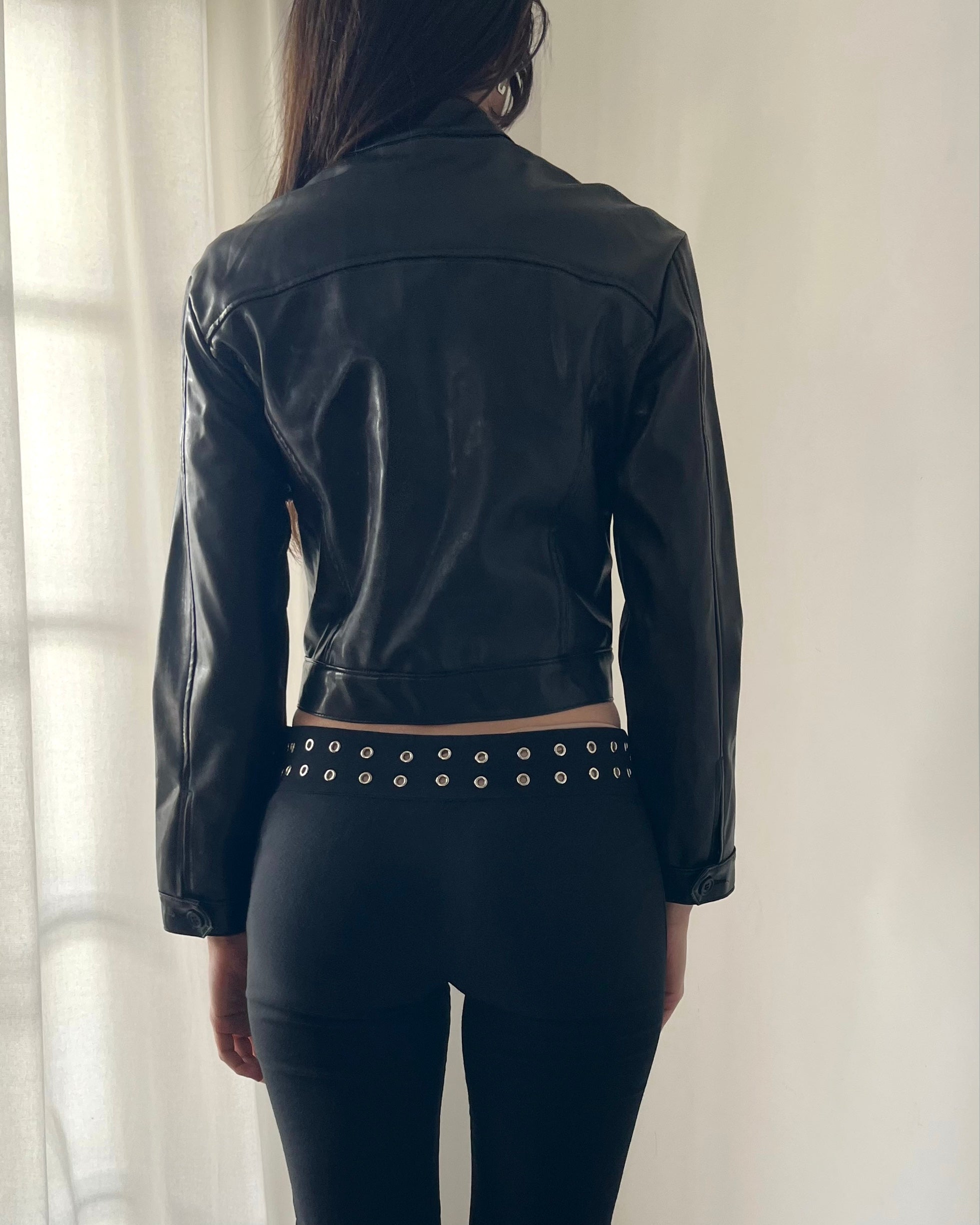 2000s black vegan leather  jacket