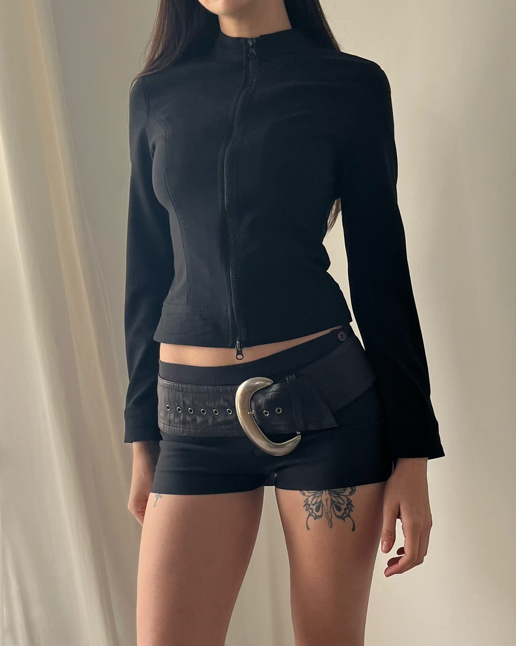 2000s zip up long sleeve top
