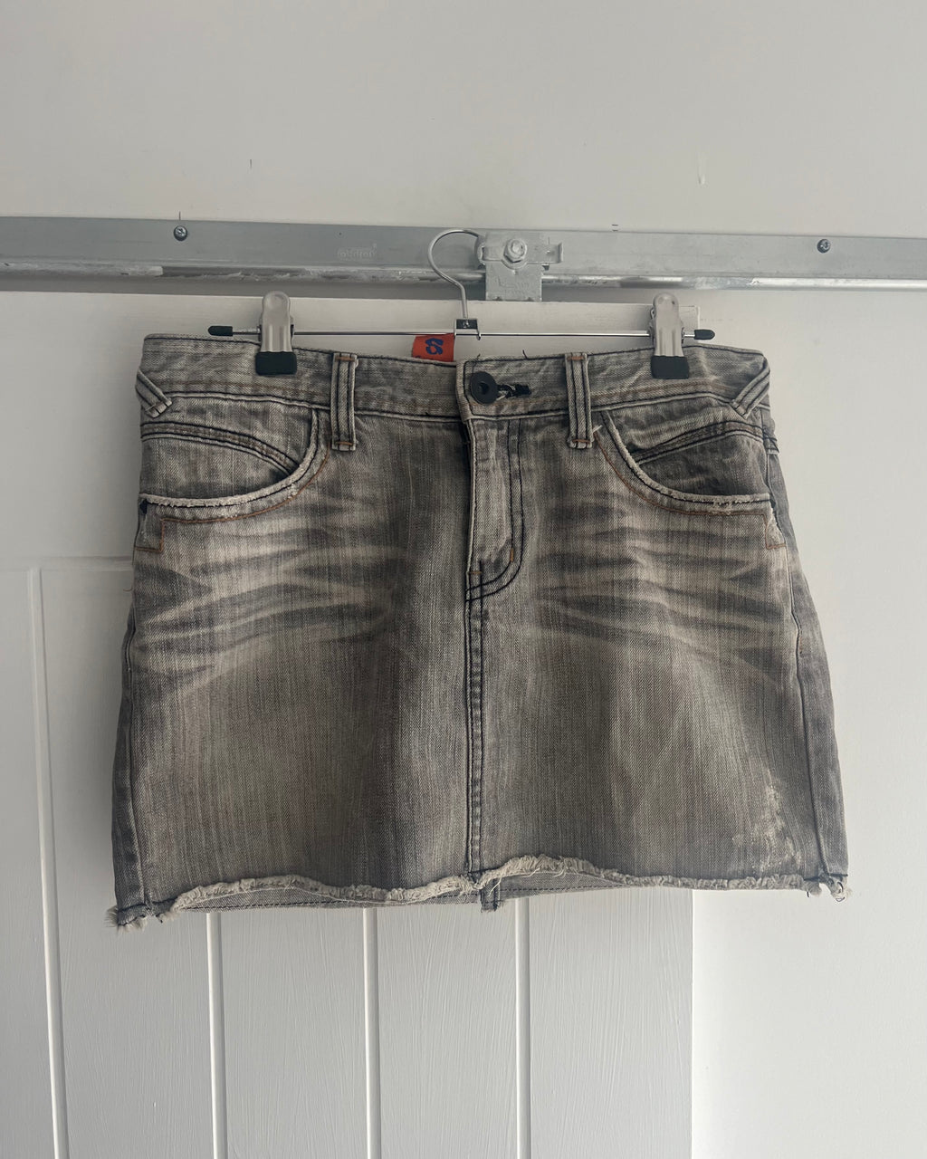 2000s grey denim mini skirt
