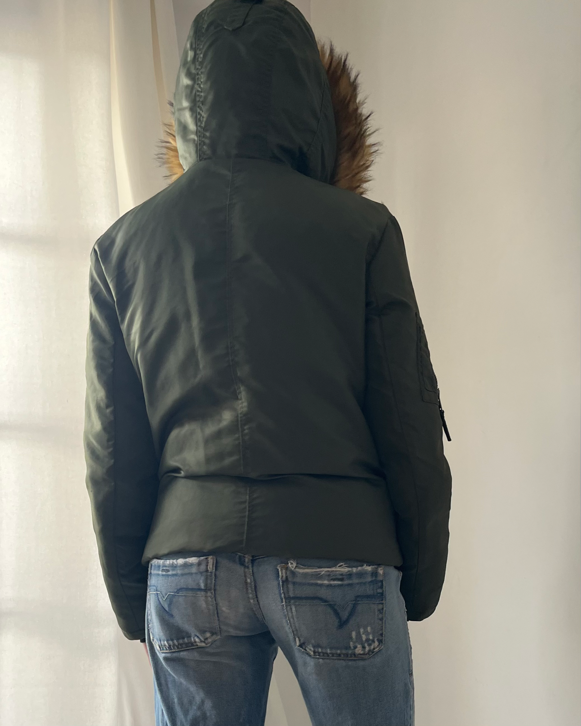 2000s khaki puffer jacket