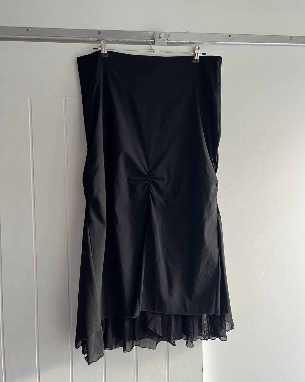 2000s ruched layered midi skirt