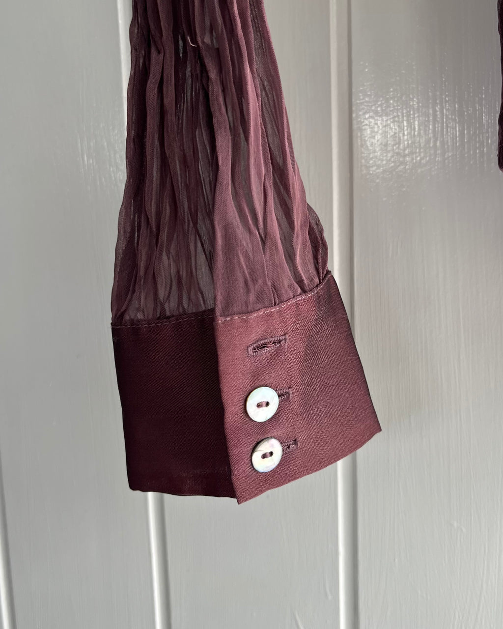90s mauve micro pleated blouse