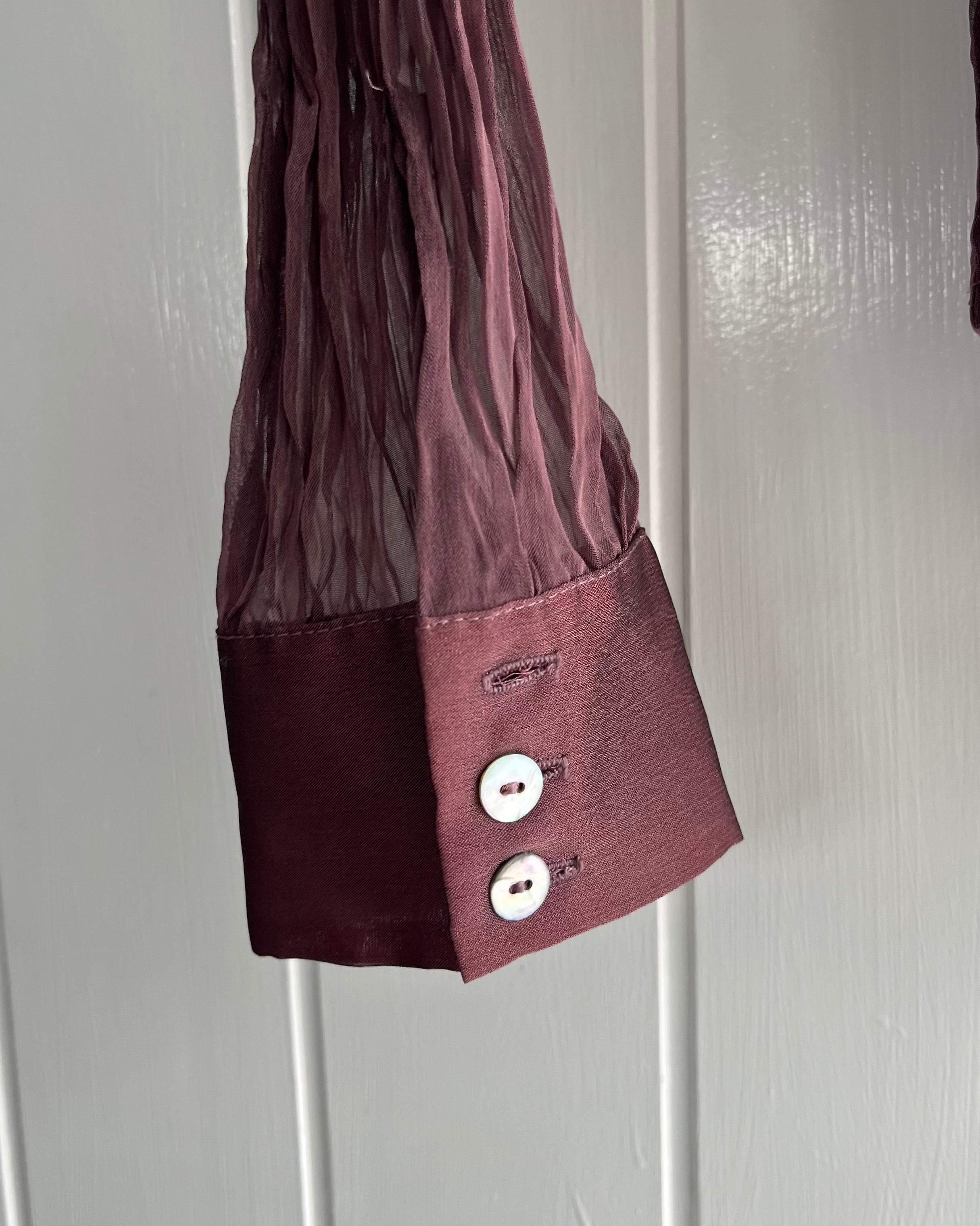 90s mauve micro pleated blouse