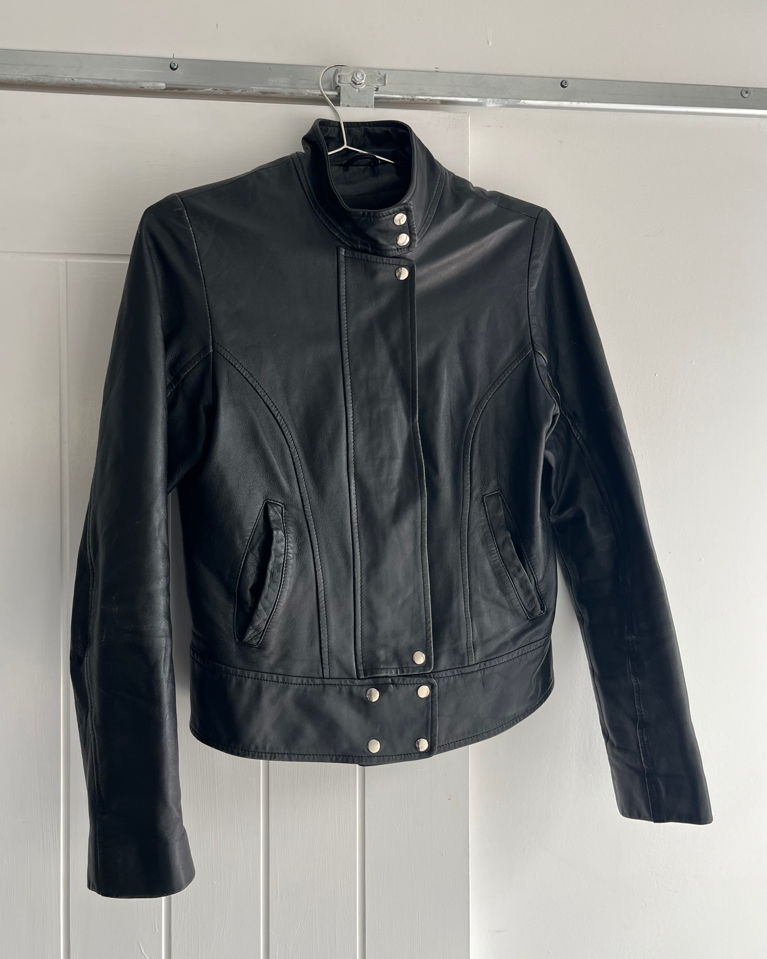 2000s black leather moto jacket