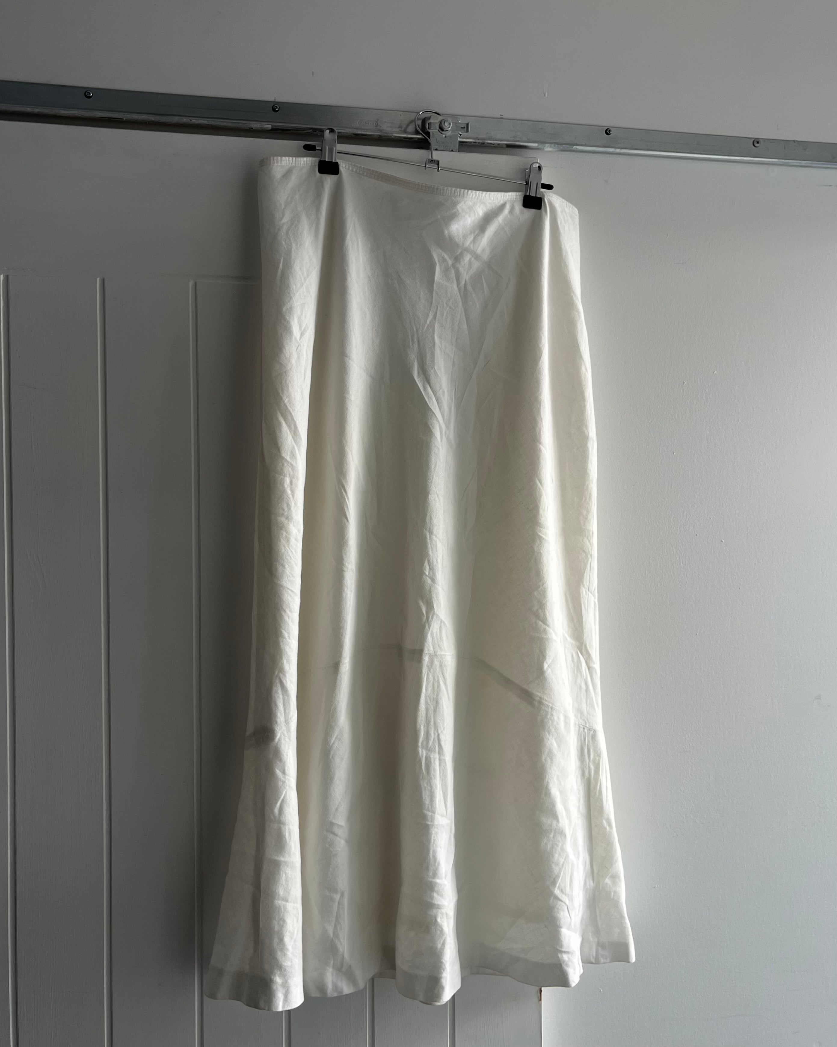 2000s white linen maxi skirt
