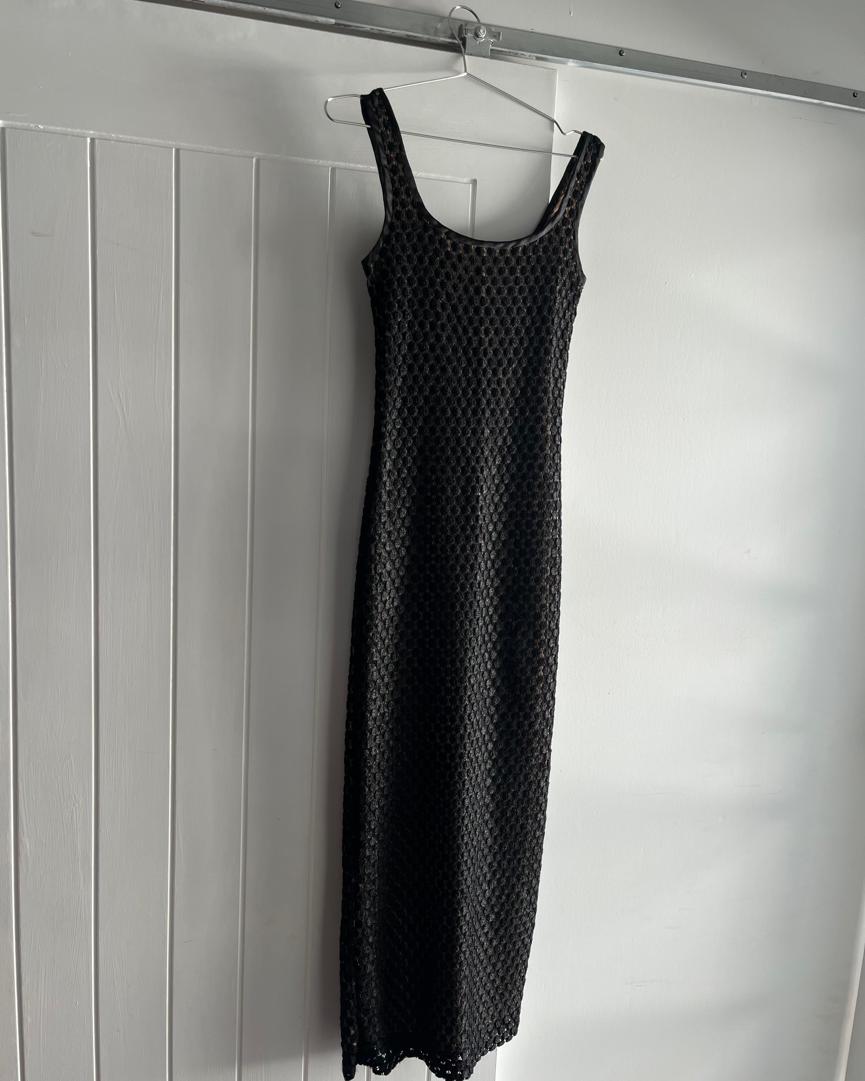 90s black lace maxi dress