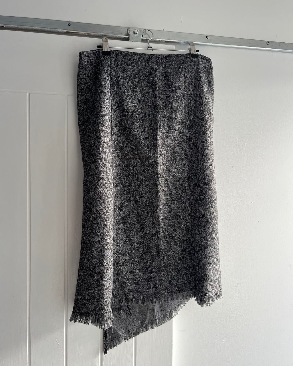 2000s grey asymmetrical midi skirt