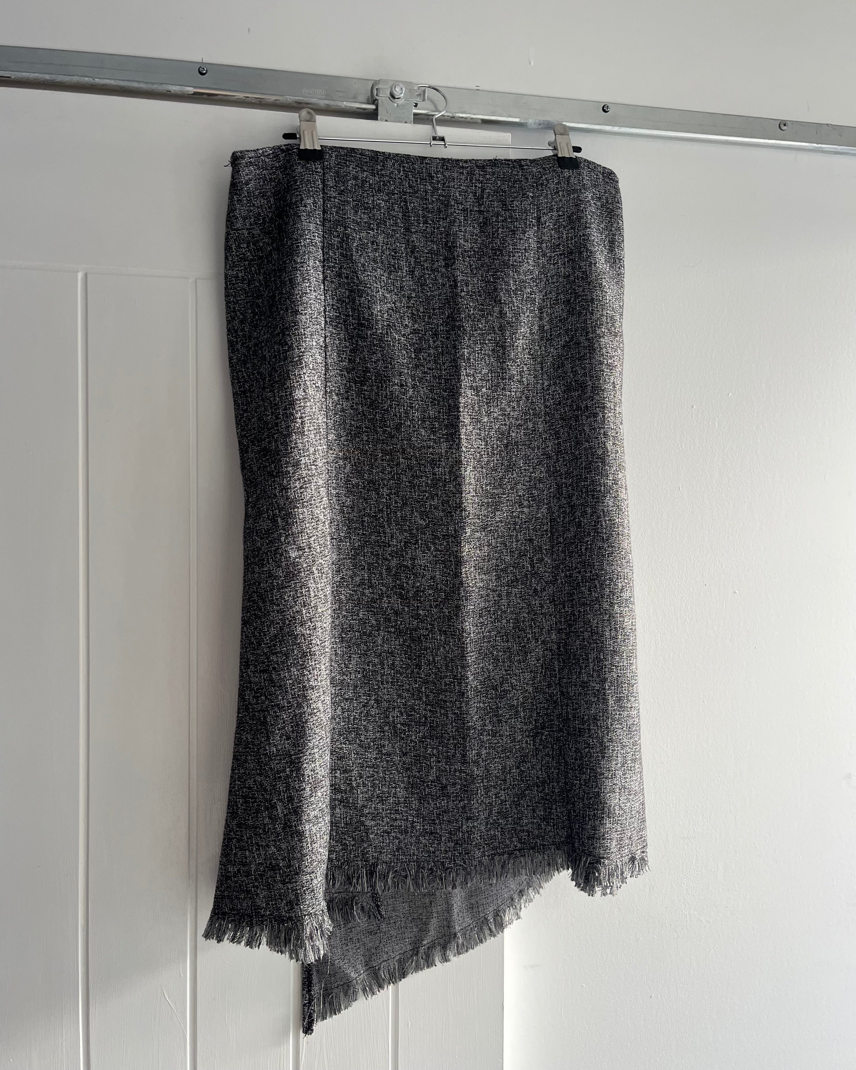 2000s grey asymmetrical midi skirt