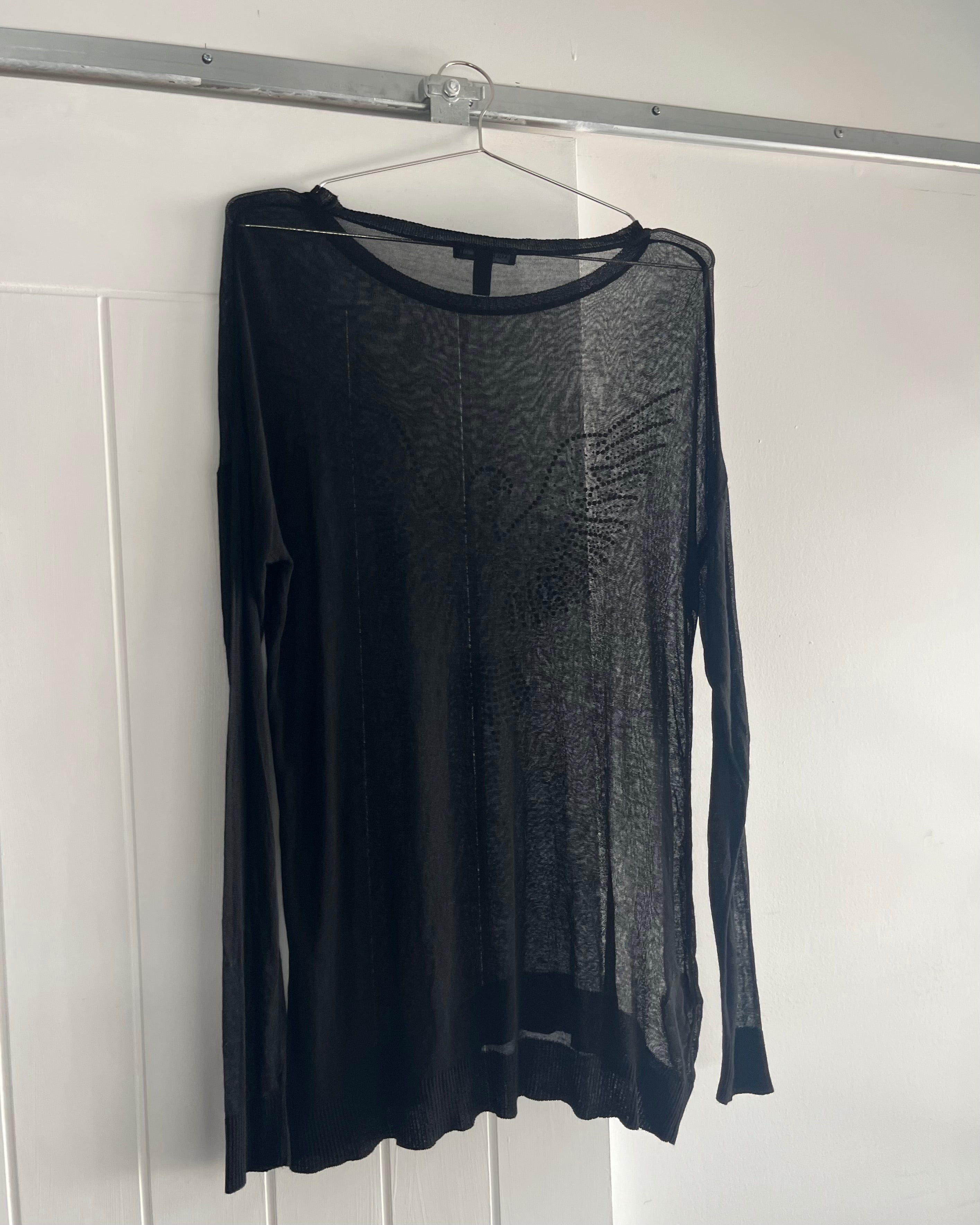 2000s rhinestone sheer knit top