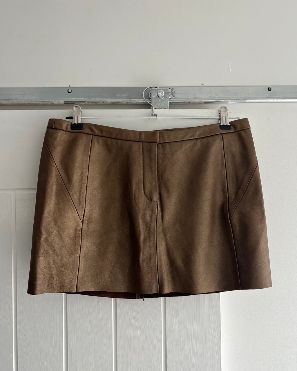 2000s bronze leather mini skirt