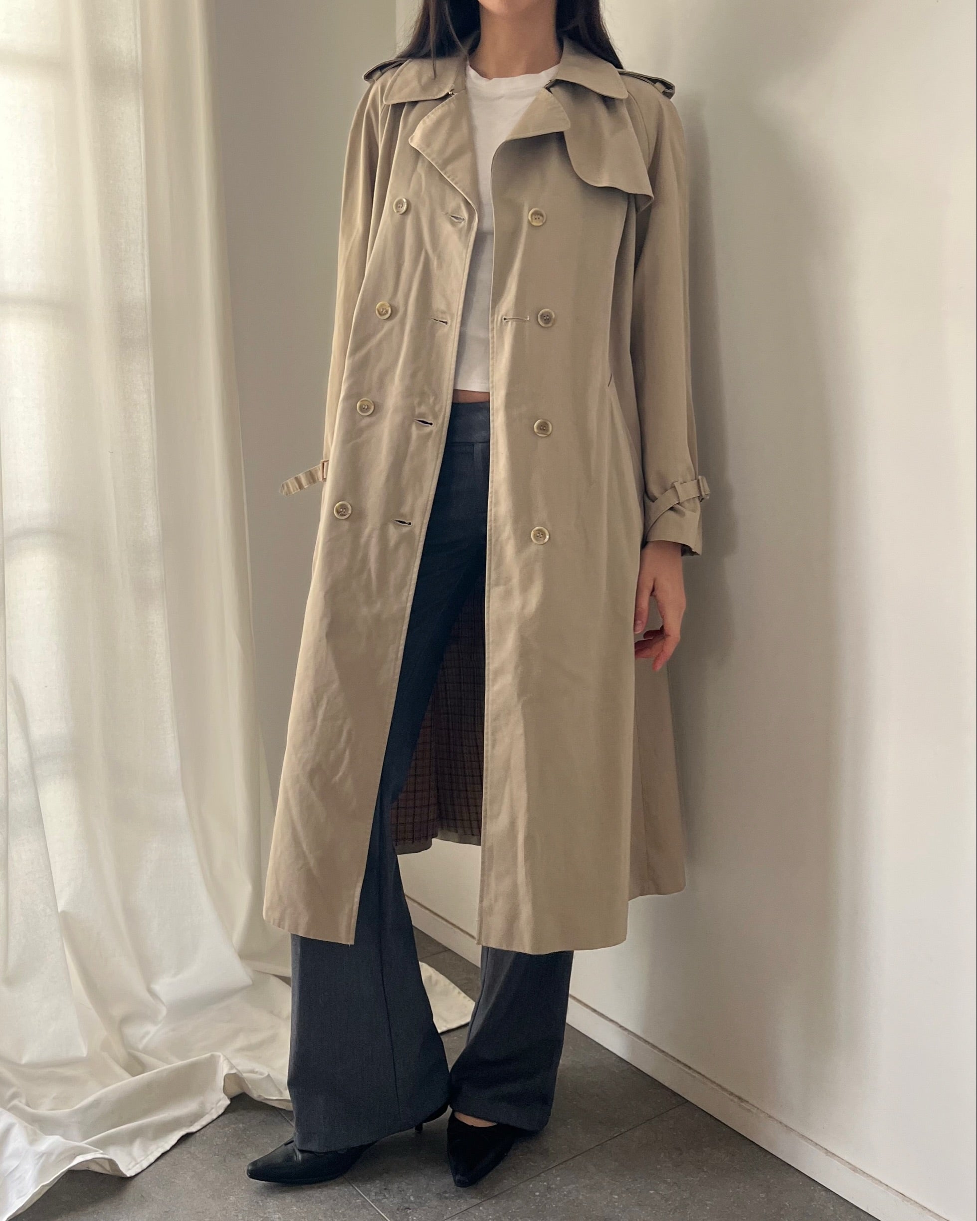 90s tan trench coat