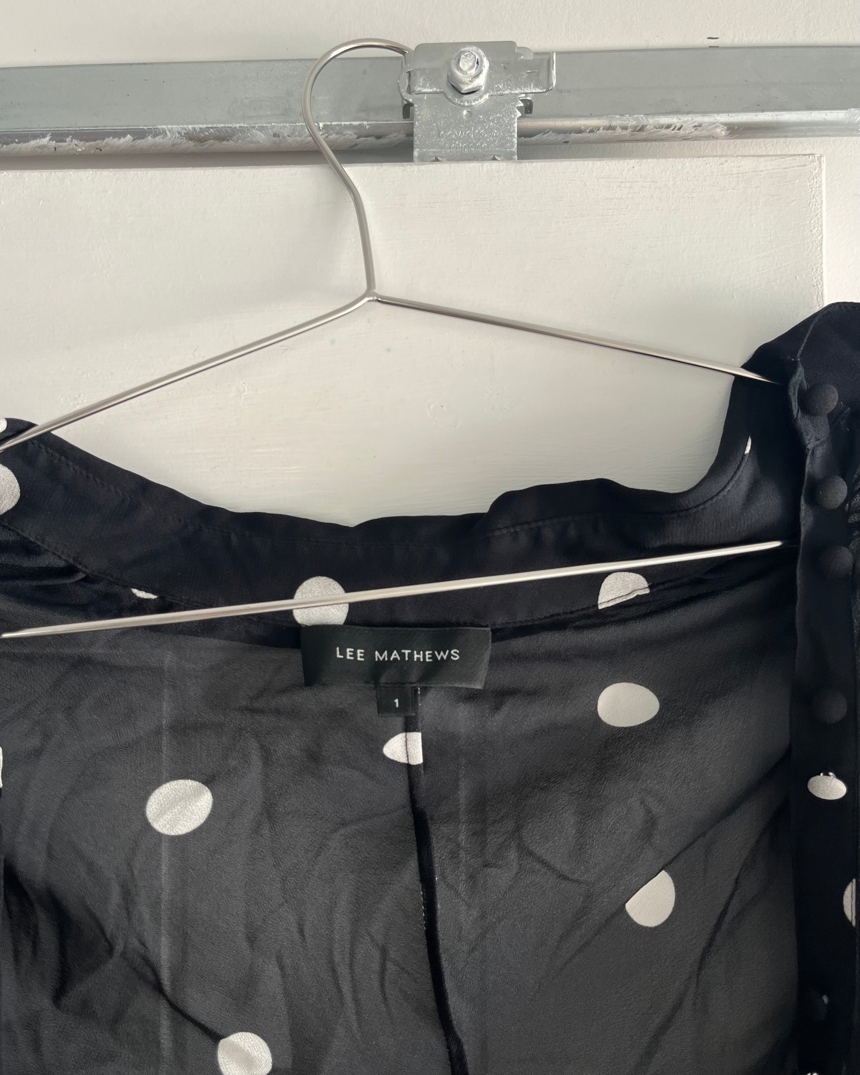 2000s silky polka dot button up shirt