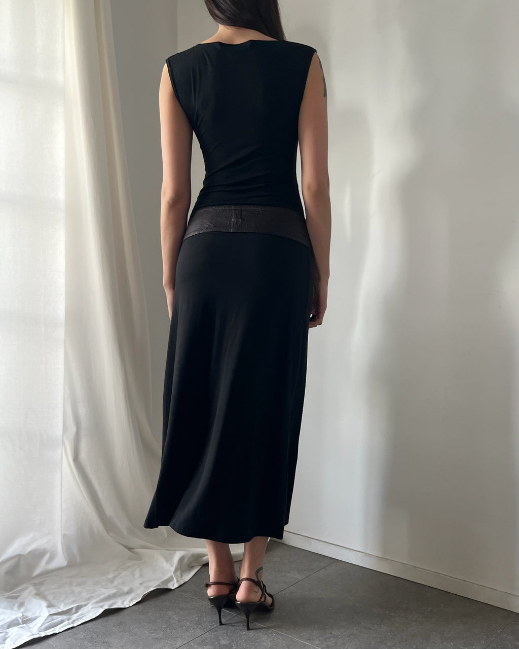 2000s black cotton maxi dress
