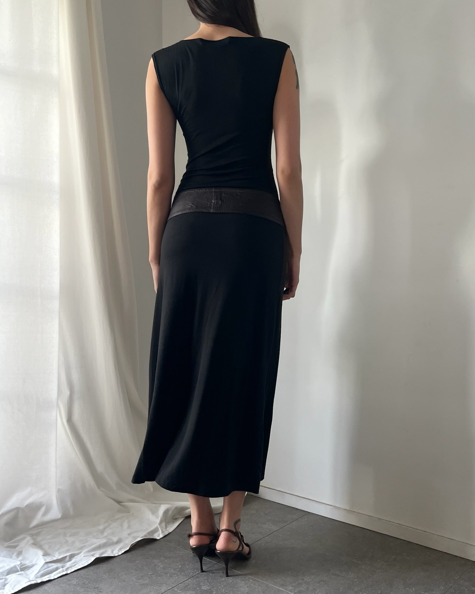 2000s black cotton maxi dress